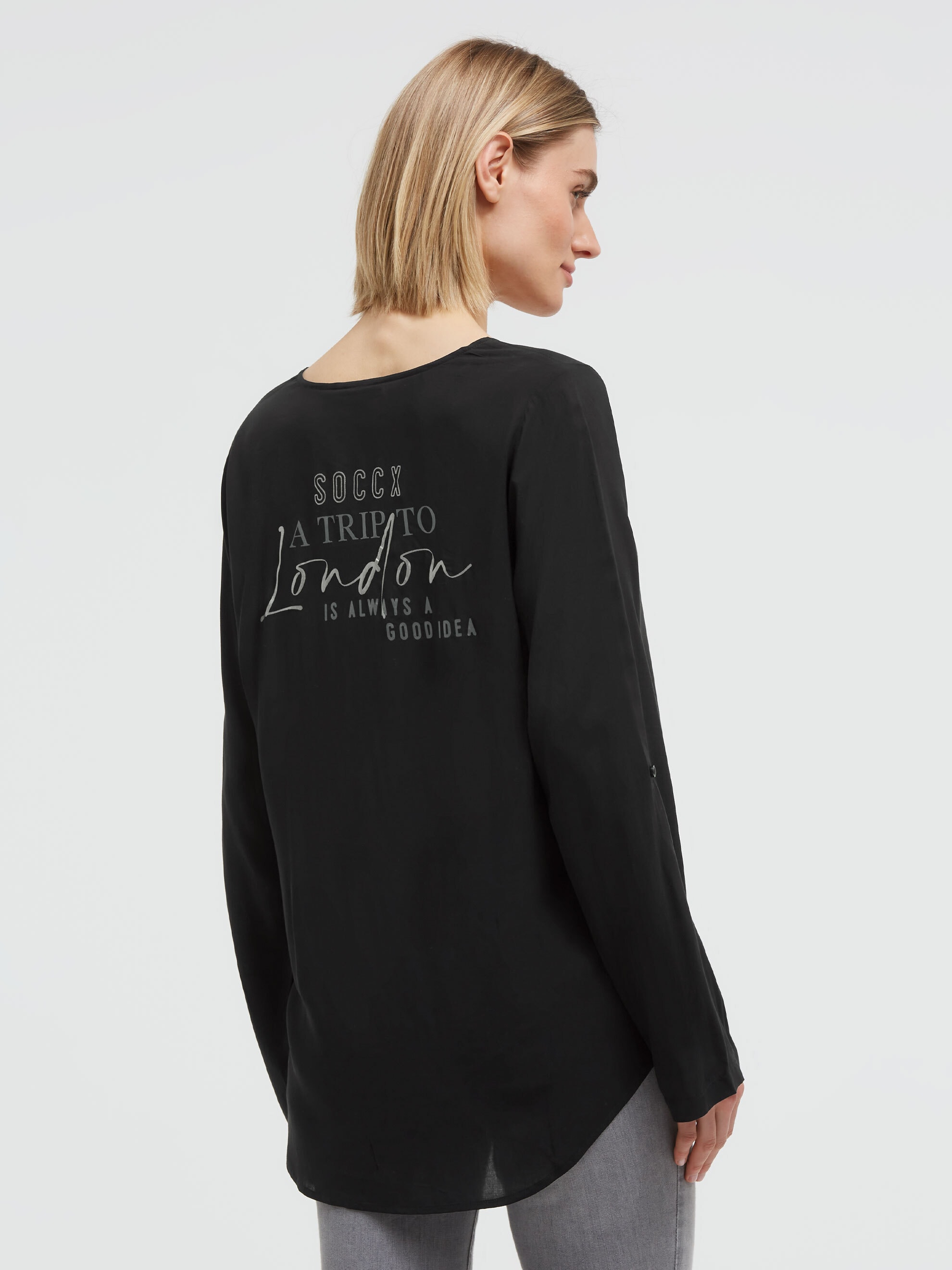 SOCCX Schlupfbluse im Turn-Up-Look