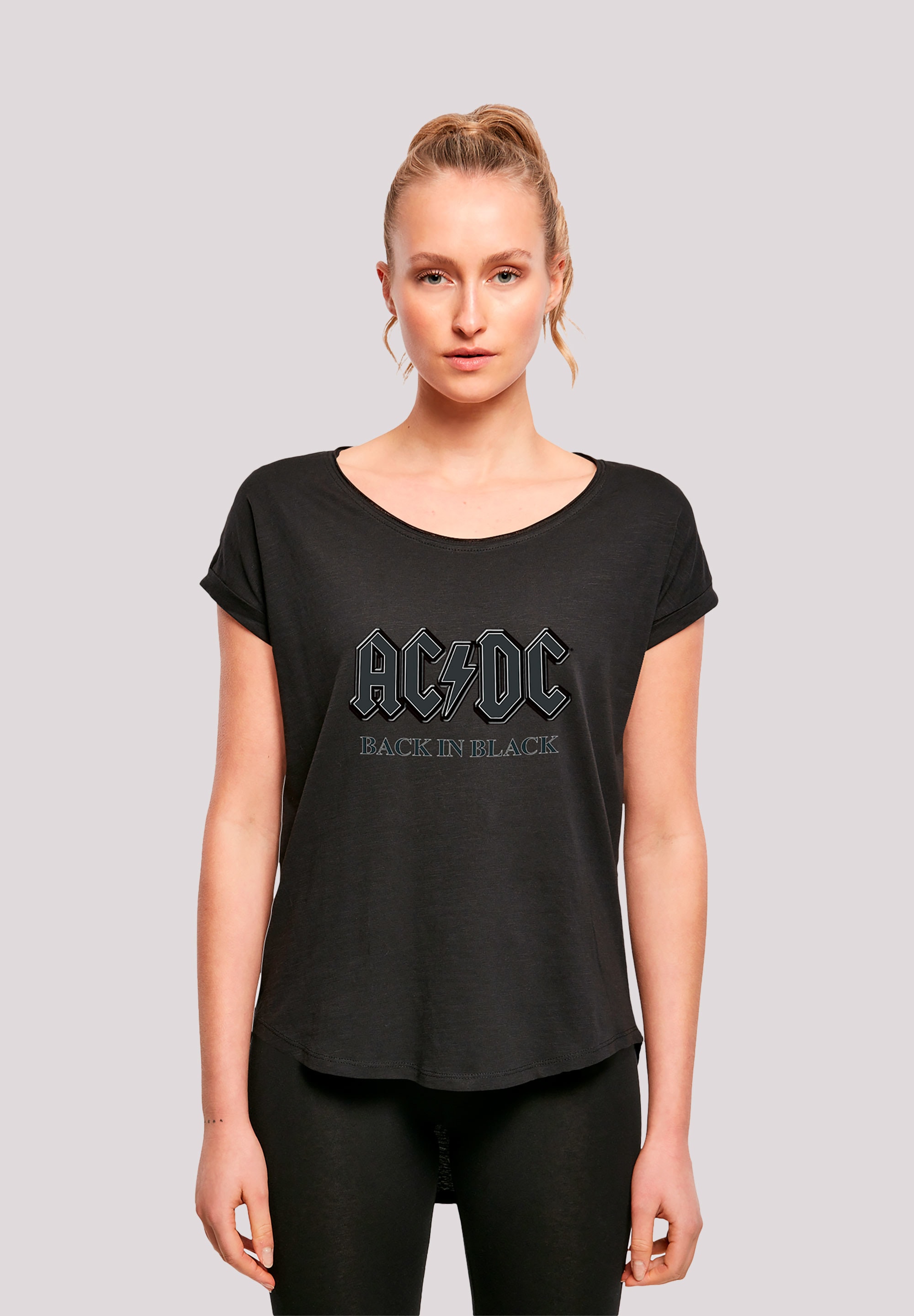 F4NT4STIC T-Shirt »AC/DC Back in Black«, Damen,Premium Merch,Lang,Longshirt,Bandshirt