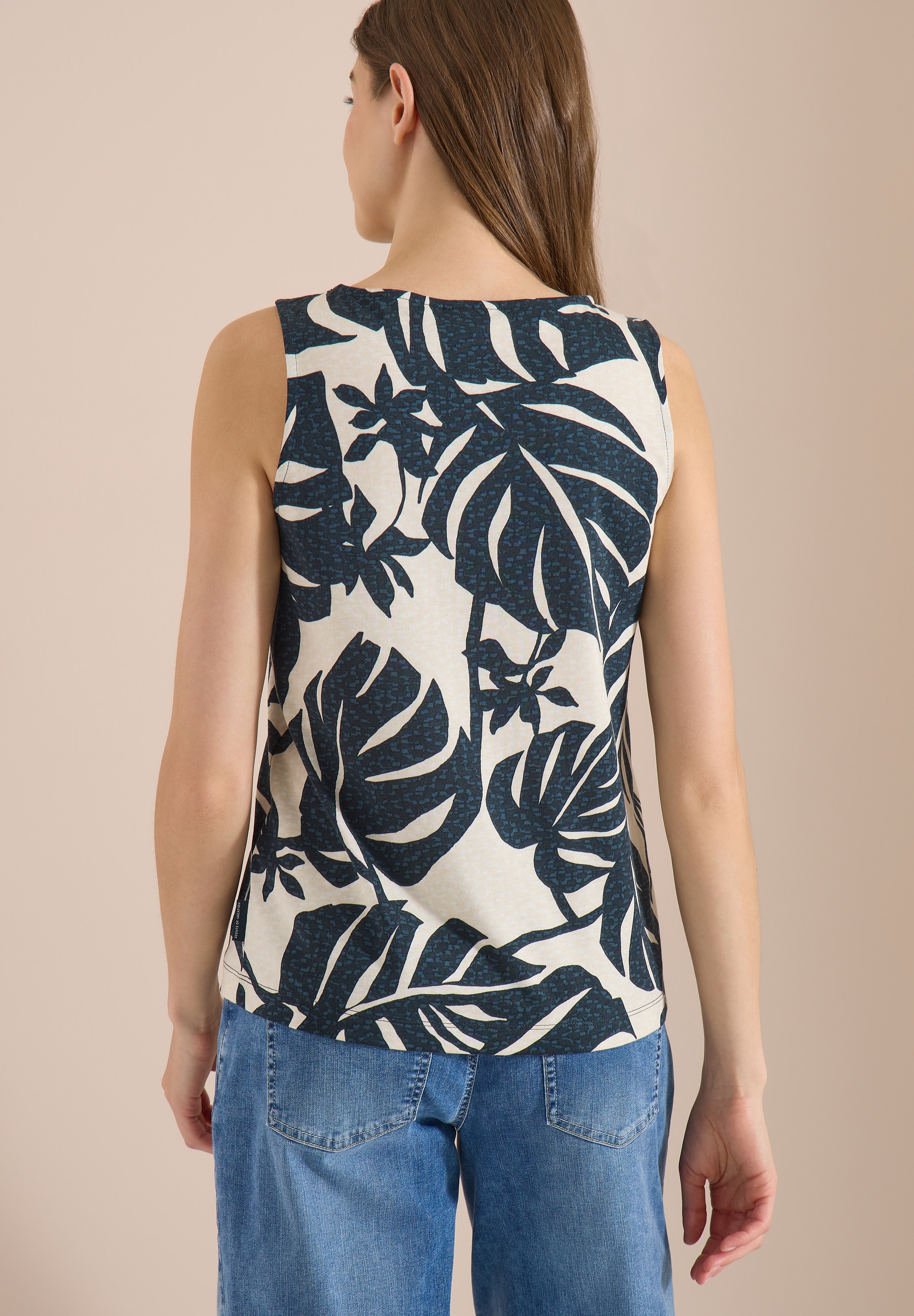Cecil Shirttop Sommertop mit Rundhals und Blätterprint