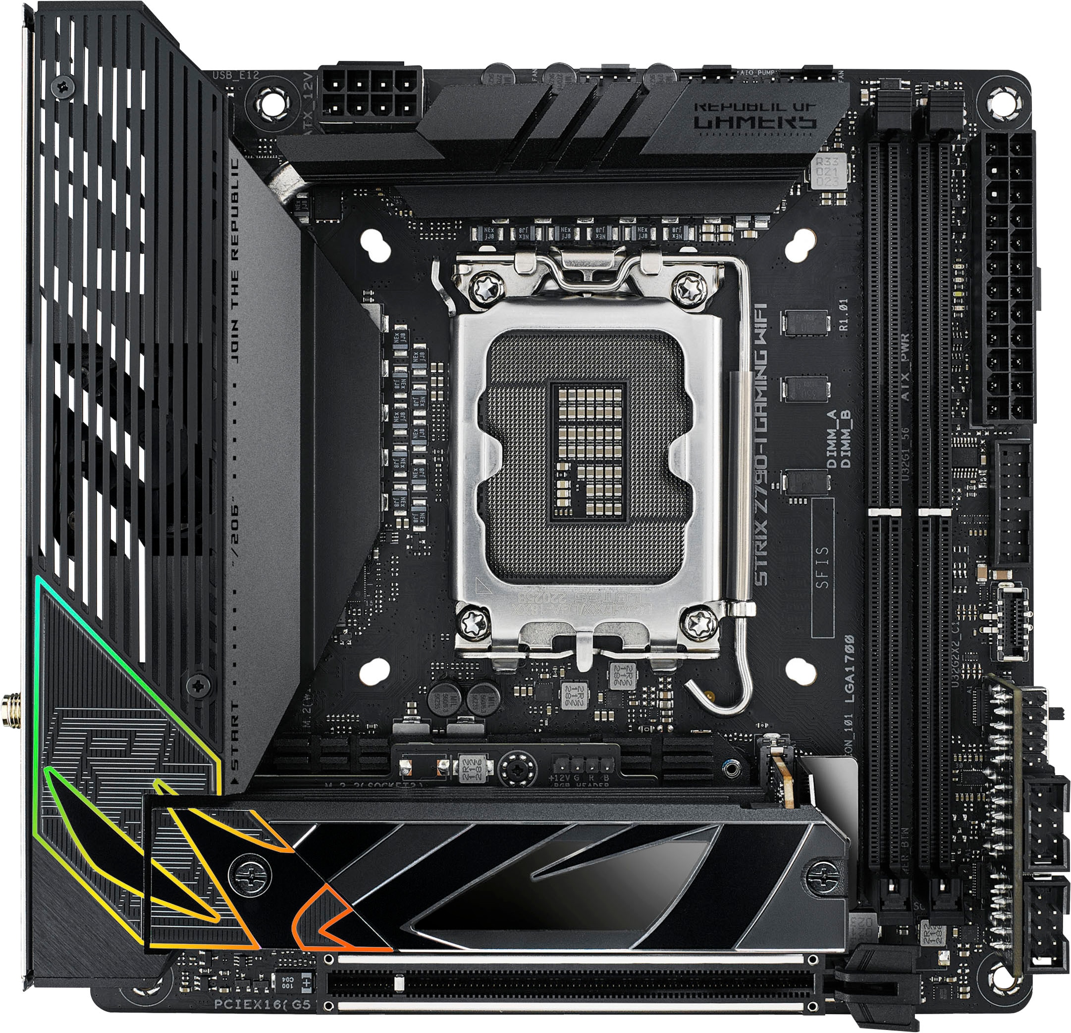 Asus Mainboard »ROG STRIX Z790-I GAMING WIFI«, mini-ITX, DDR5 Speicher, 2x M.2, PCIe 5.0, WiFi 6E, Thunderbolt 4