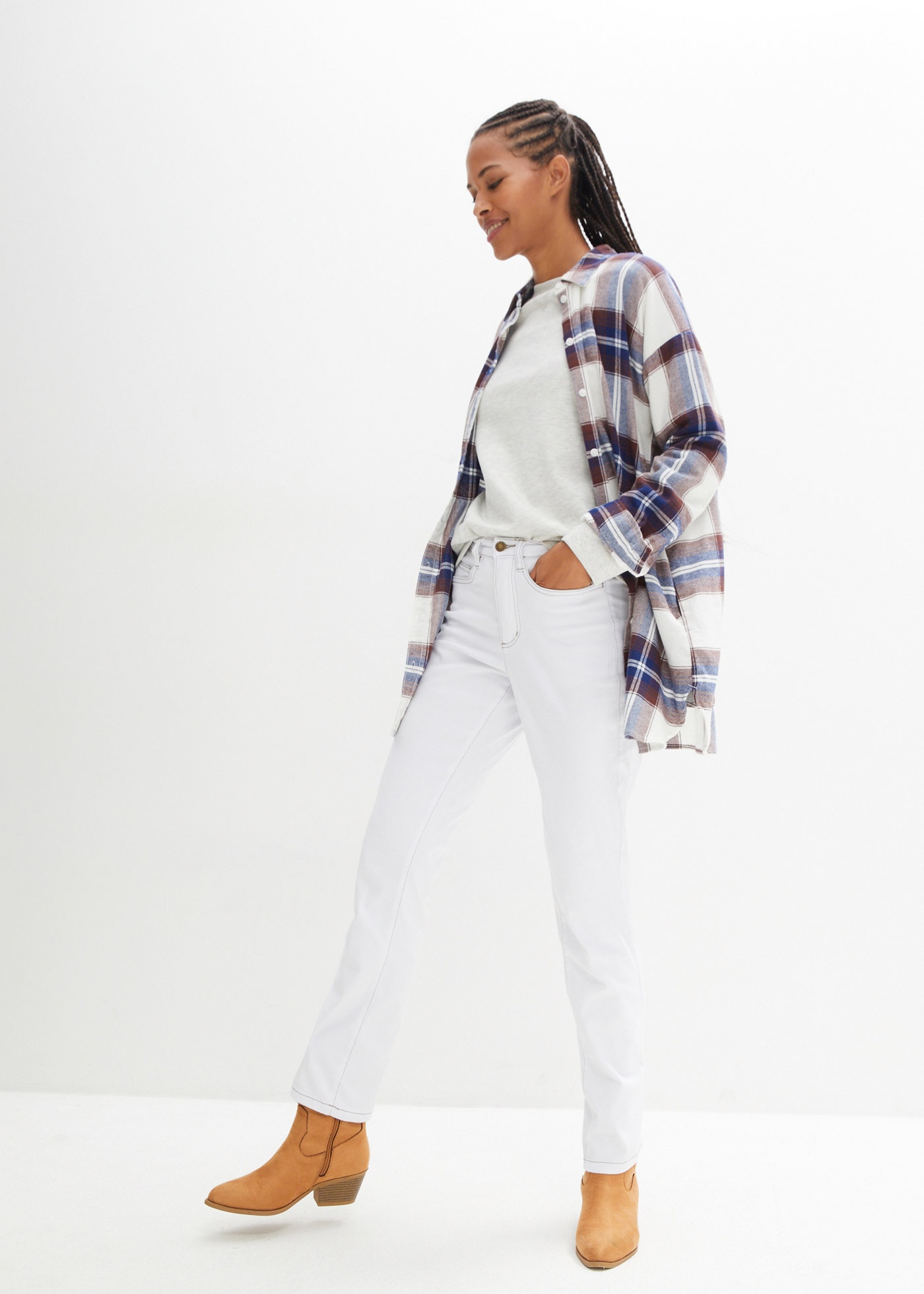 bonprix Straight-Jeans 1 Regular Fit, Komfort-Stretch-Material, leichte Stoffqualität