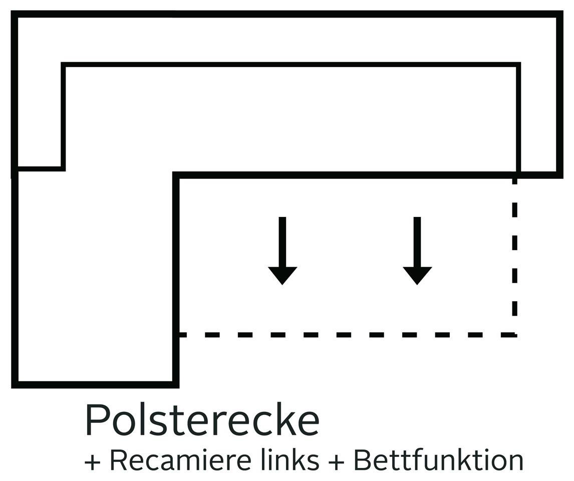 Home affaire Ecksofa »Alta L-Form«, mit Federkern und Kontrastnaht, Füße Buche eichefarben