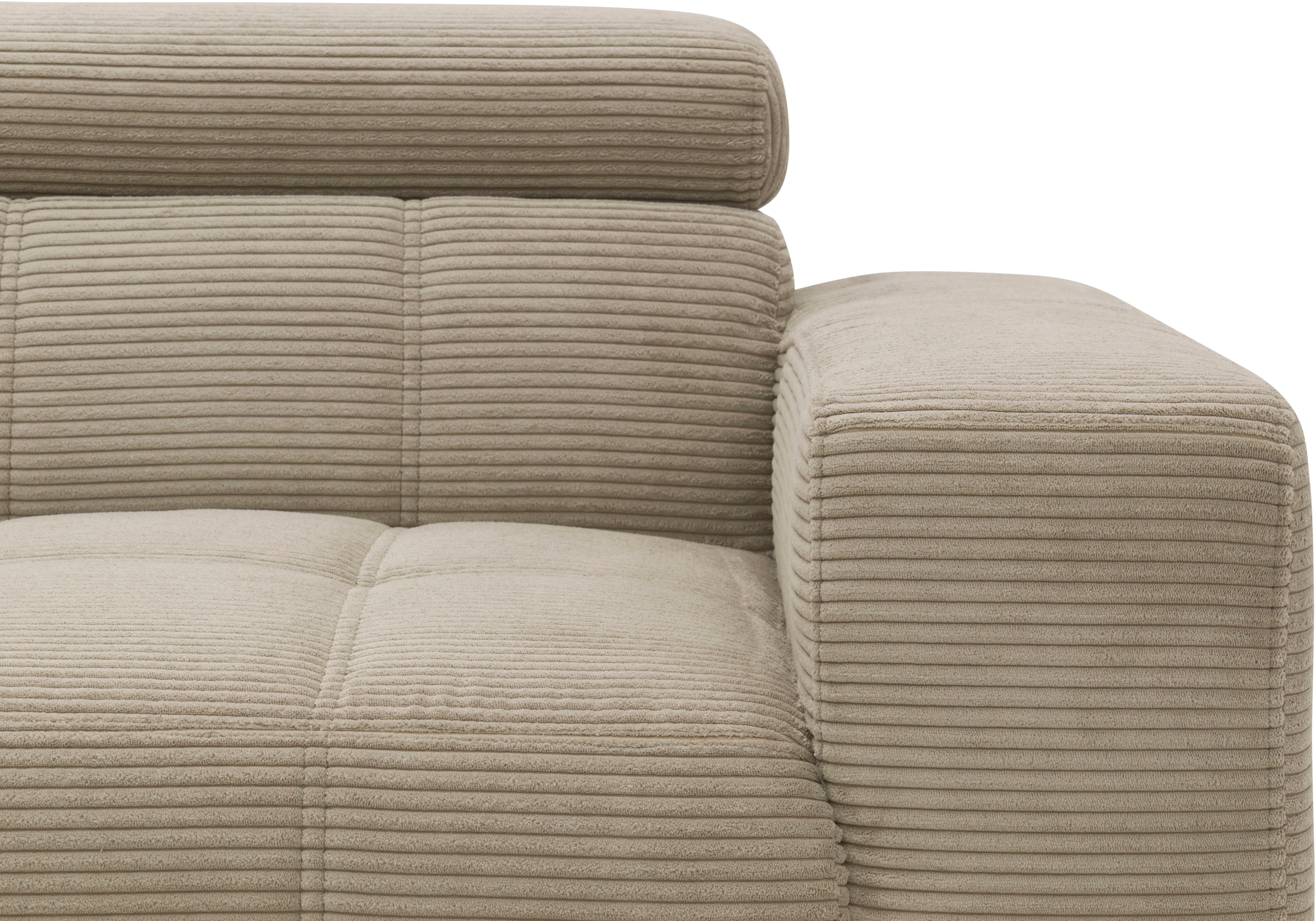 DOMO collection Ecksofa »Trento L-Form, mit Kufenfuß oder Einzelfuß«, wahlweise mit Kopfteilverstellung, Recamiere links/rechts bestellbar