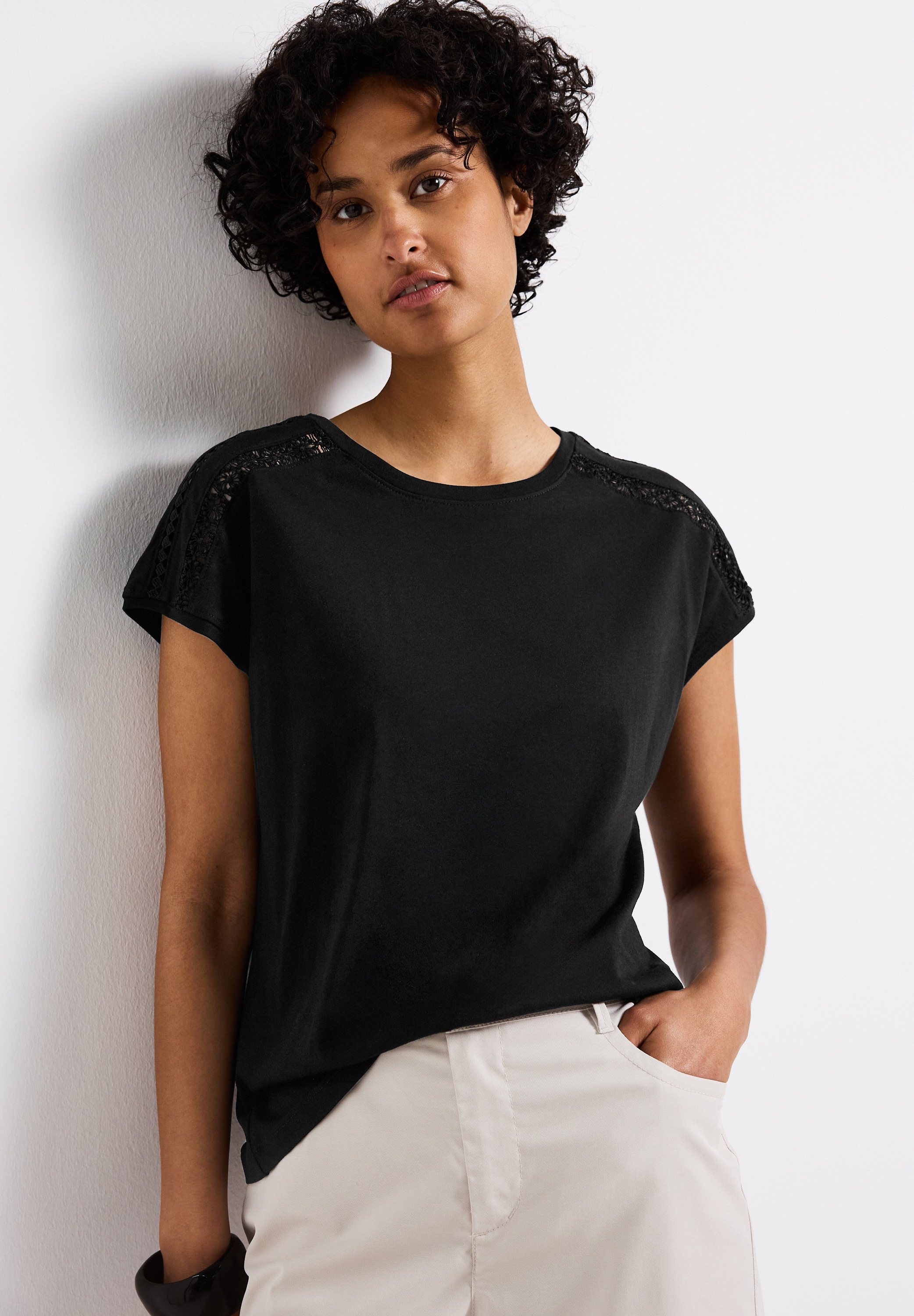 STREET ONE T-Shirt, mit Häkeldetails günstig online kaufen