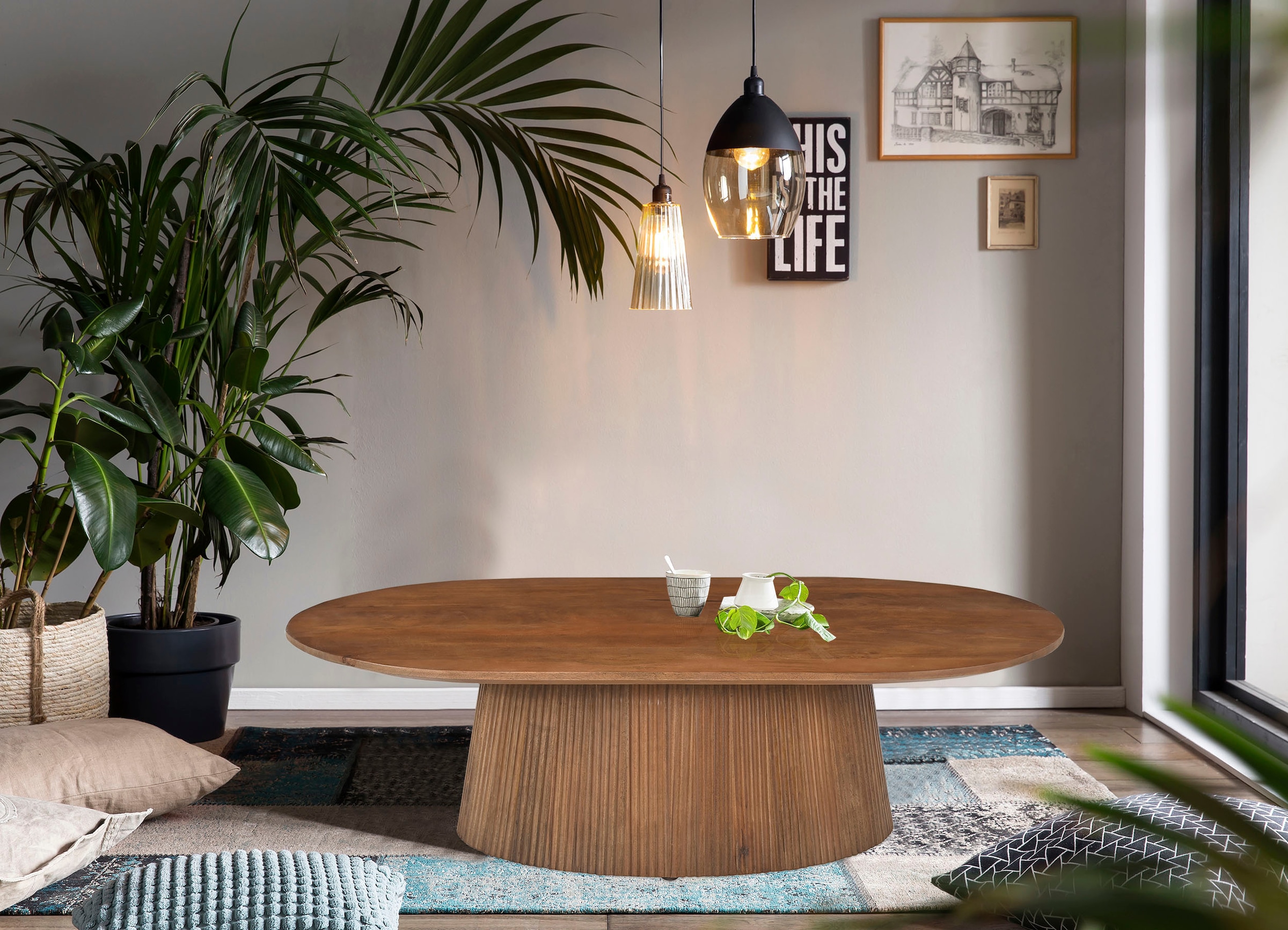 SIT Couchtisch »MANGO NATURAL«, mit Sockelfuß im Lamellendesign