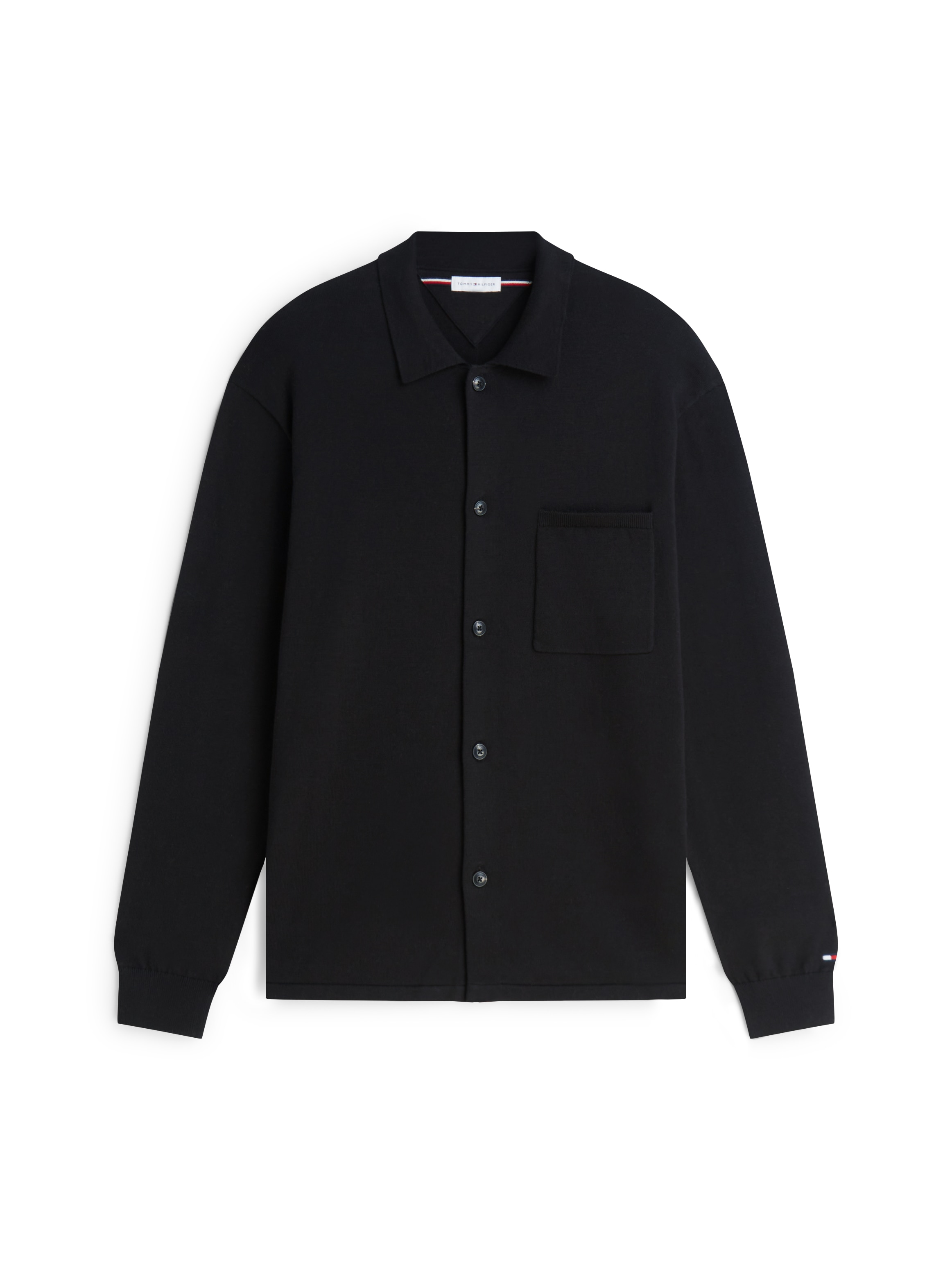 Tommy Hilfiger Strickjacke »ESSENTIAL COTTON« Relaxed Fit Strick-Overshirt mit Flag-Stickerei
