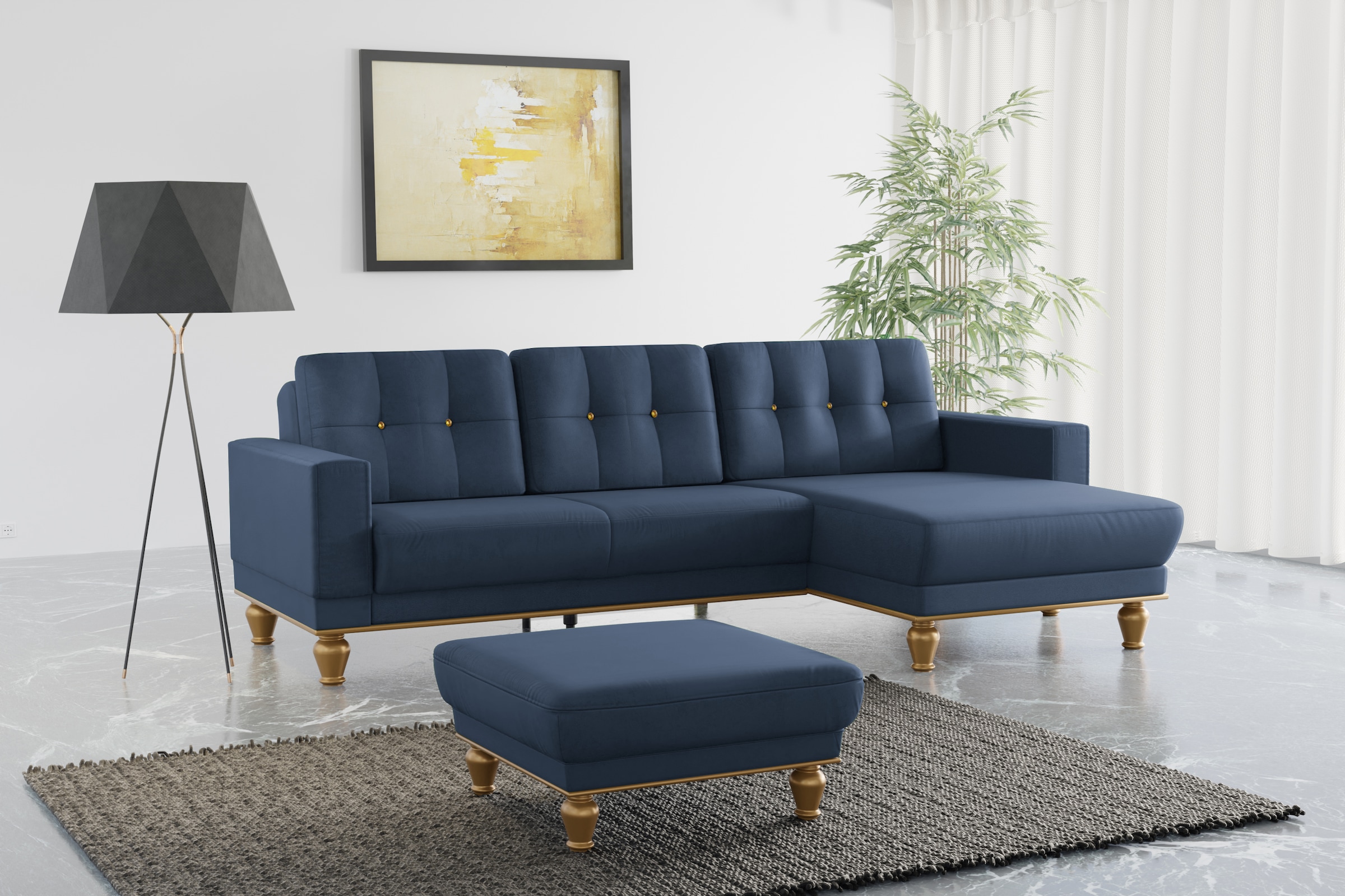 Ecksofa »Orient 5 V L-Form«, mit Strass-Stein, wahlweise mit Bettfunktion und Bettkasten