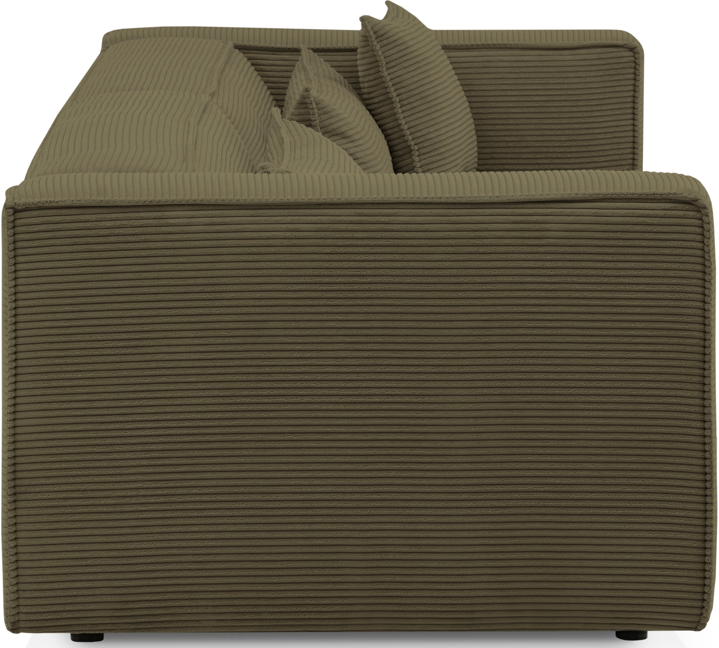 LeGer Home by Lena Gercke 3-Sitzer »PIARA, Couch mit Kedernaht, Sofa in Cord oder Leinenoptik«, schwarze Füße, bequemer Sitzkomfort