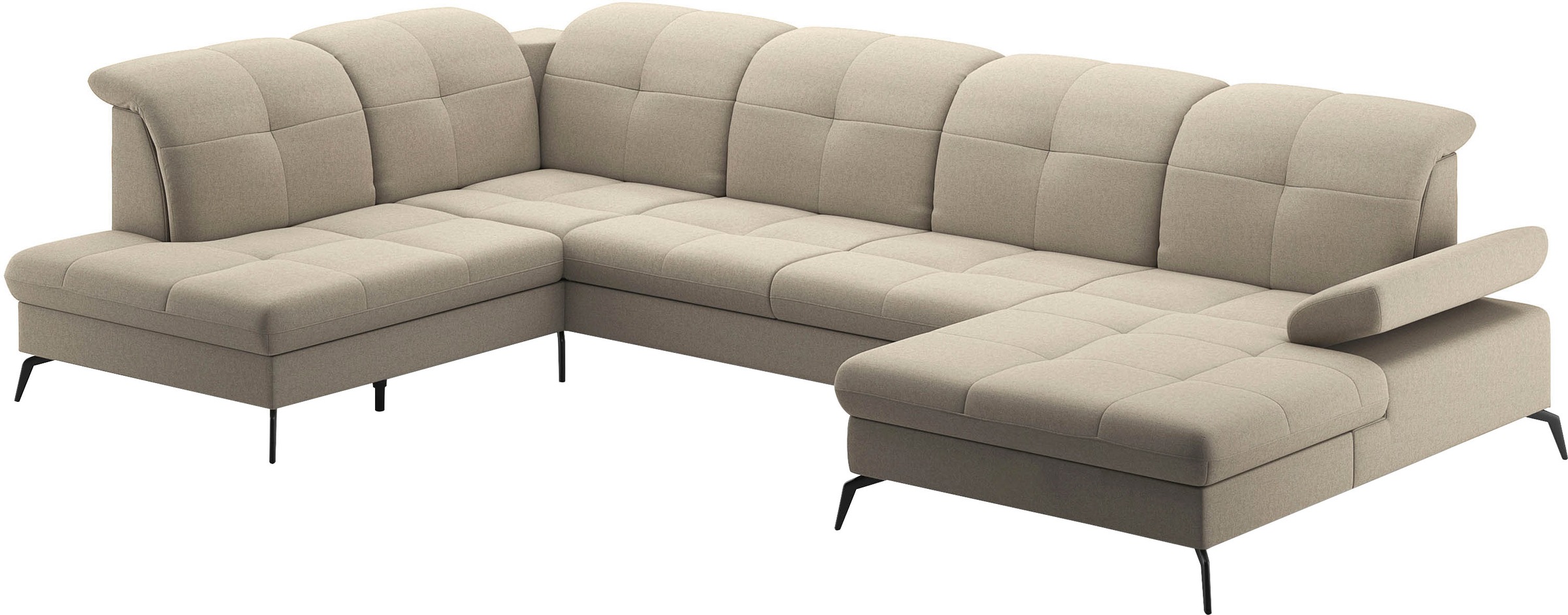 sit&more Wohnlandschaft »Amica, U-Form, inkl. Sitztiefenverstellung und Armteilverstellung«, wahlweise mit Kopfteilverstellung, Bettfunktion und Bettkasten