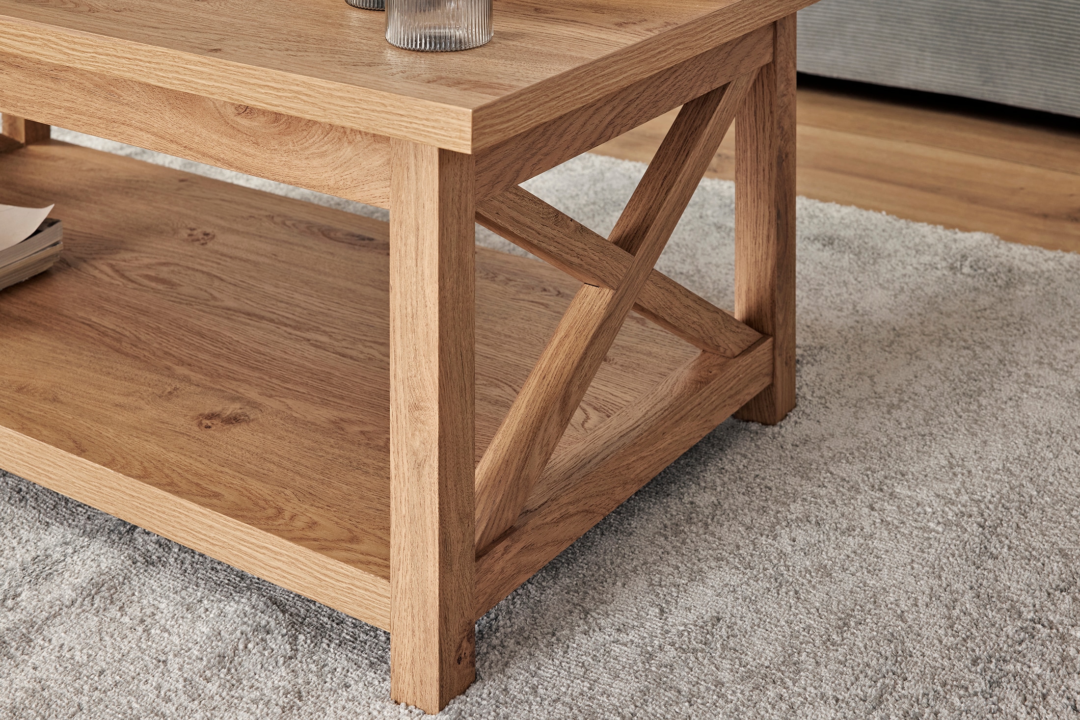 Jahnke Couchtisch »CHALET COFFEE«, (1 St.), Couchtisch, Kaffetisch, mit Ablageboden, Landhausstil, X-Design