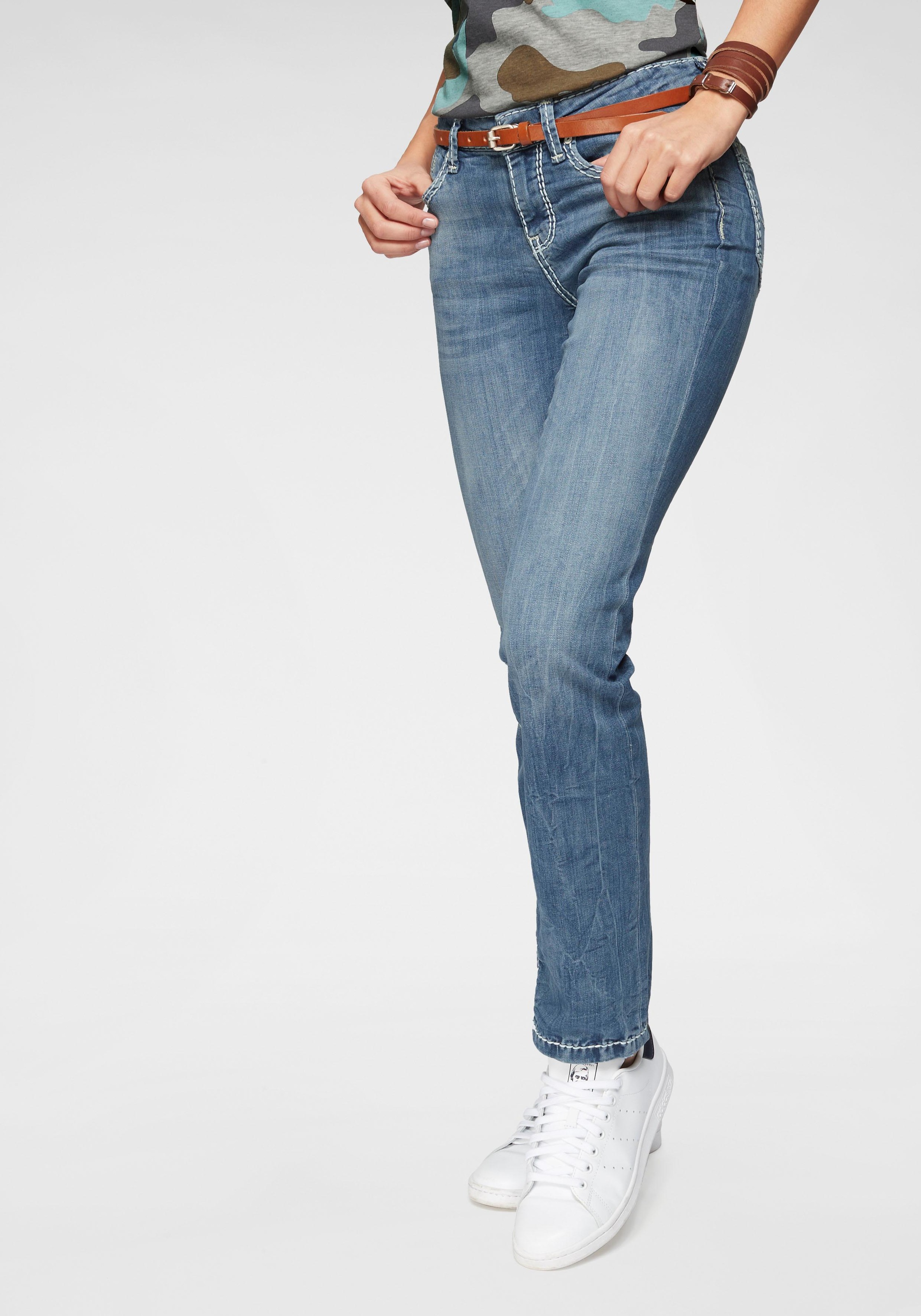 Soccx Gerade Jeans Romy Mit Markanten Dekosteppnahten Fur Damen Kaufen Baur