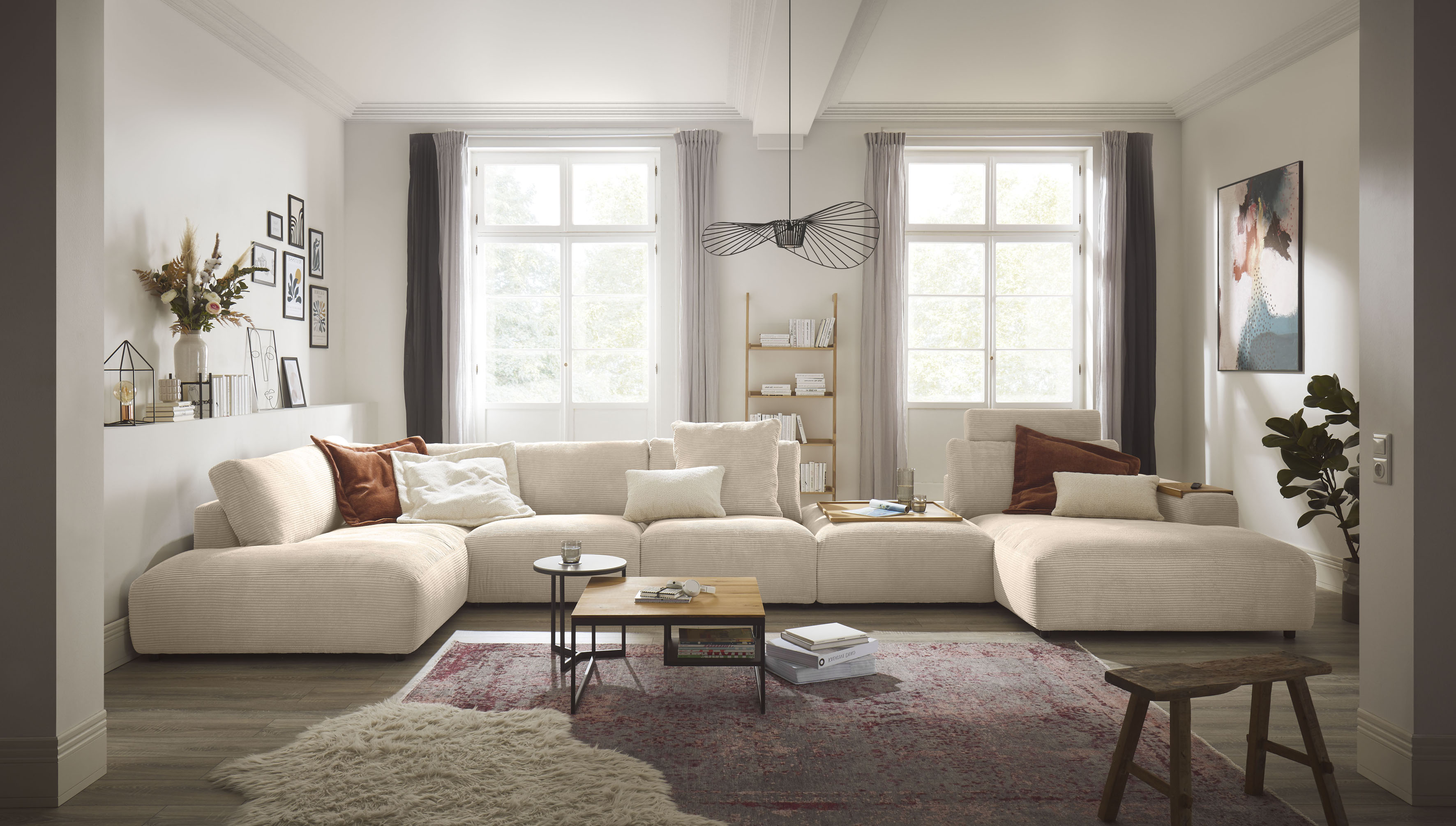 Musterring Wohnlandschaft "Lucia bequem und viel Platz, U-Form" Cord-Bezug, inklusive Kopfstütze, Gesamtbreite 524 cm