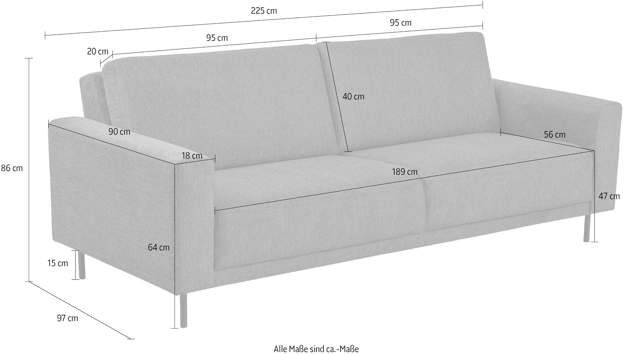 Home affaire Schlafsofa »Sveeva, 3 Sitzer, Liegefläche 135x190 cm, schwarze Metallfüße« langlebiger Webstoff, mit Wellenunterfederung, viele Farben