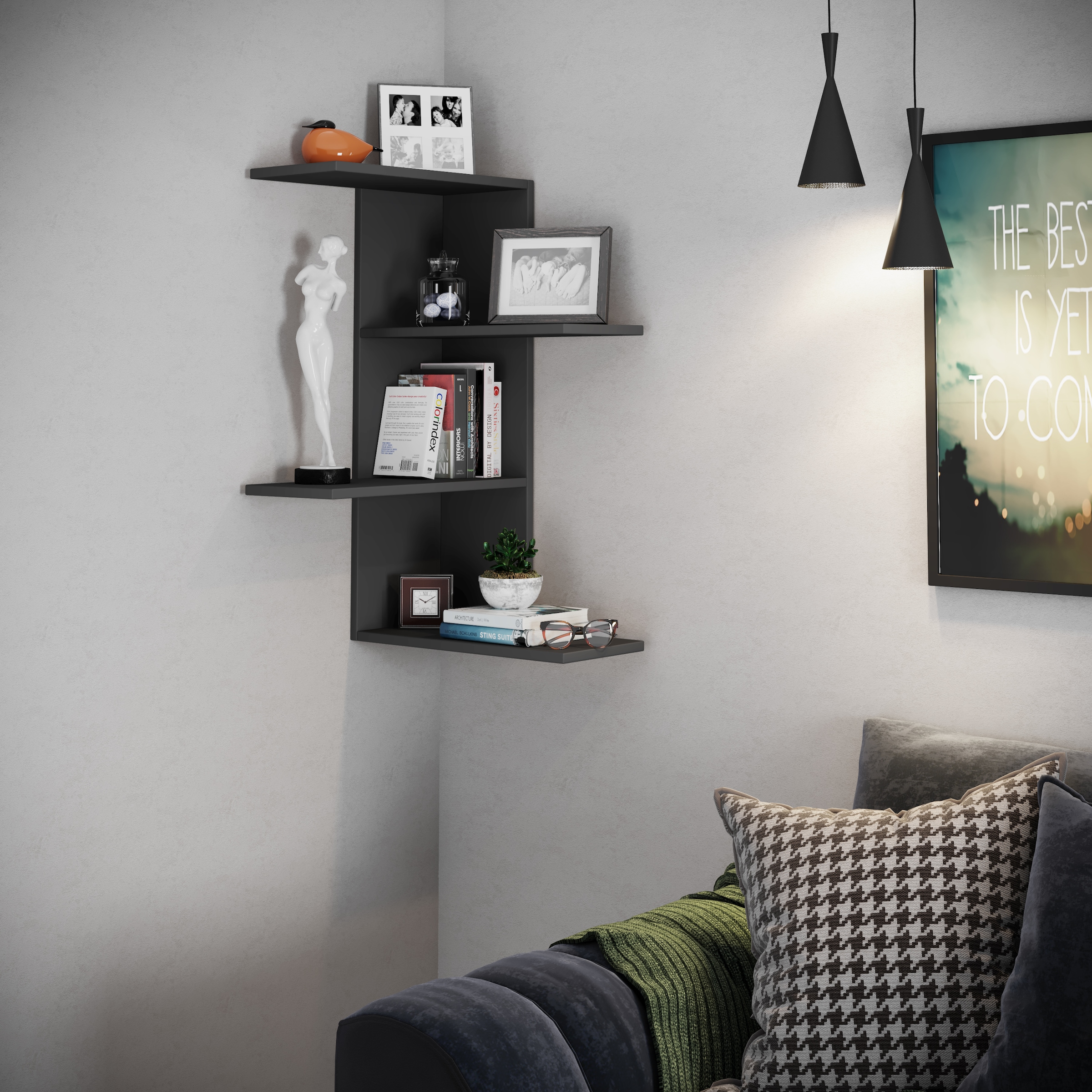 VCM Wandregal »VCM Holzregal hängend | platzsparendes Regal | Maße: H. 77 x B. 45 x T. 45 cm | Elegantes Regal hängend | Aufbewahrungsregal | Bücherregal | Wandboard - Regal Balos«