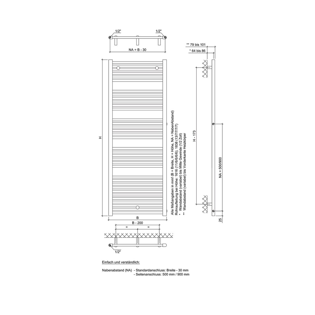 Ximax Badheizkörper »Hektor SA 1616 mm x 600 mm«