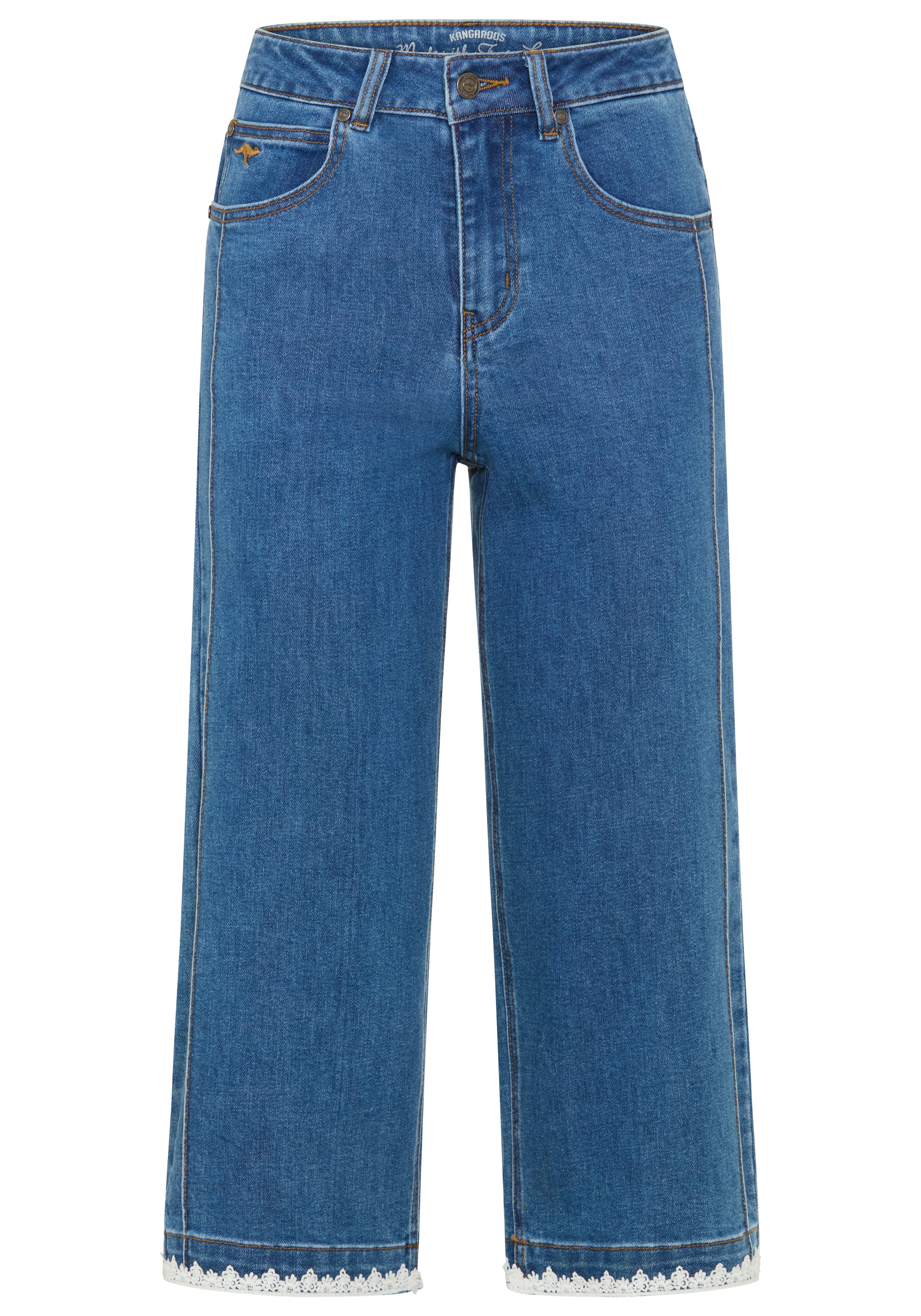 KangaROOS Comfort-fit-Jeans mit Eingrifftaschen, Culotte, Spitze am Saum