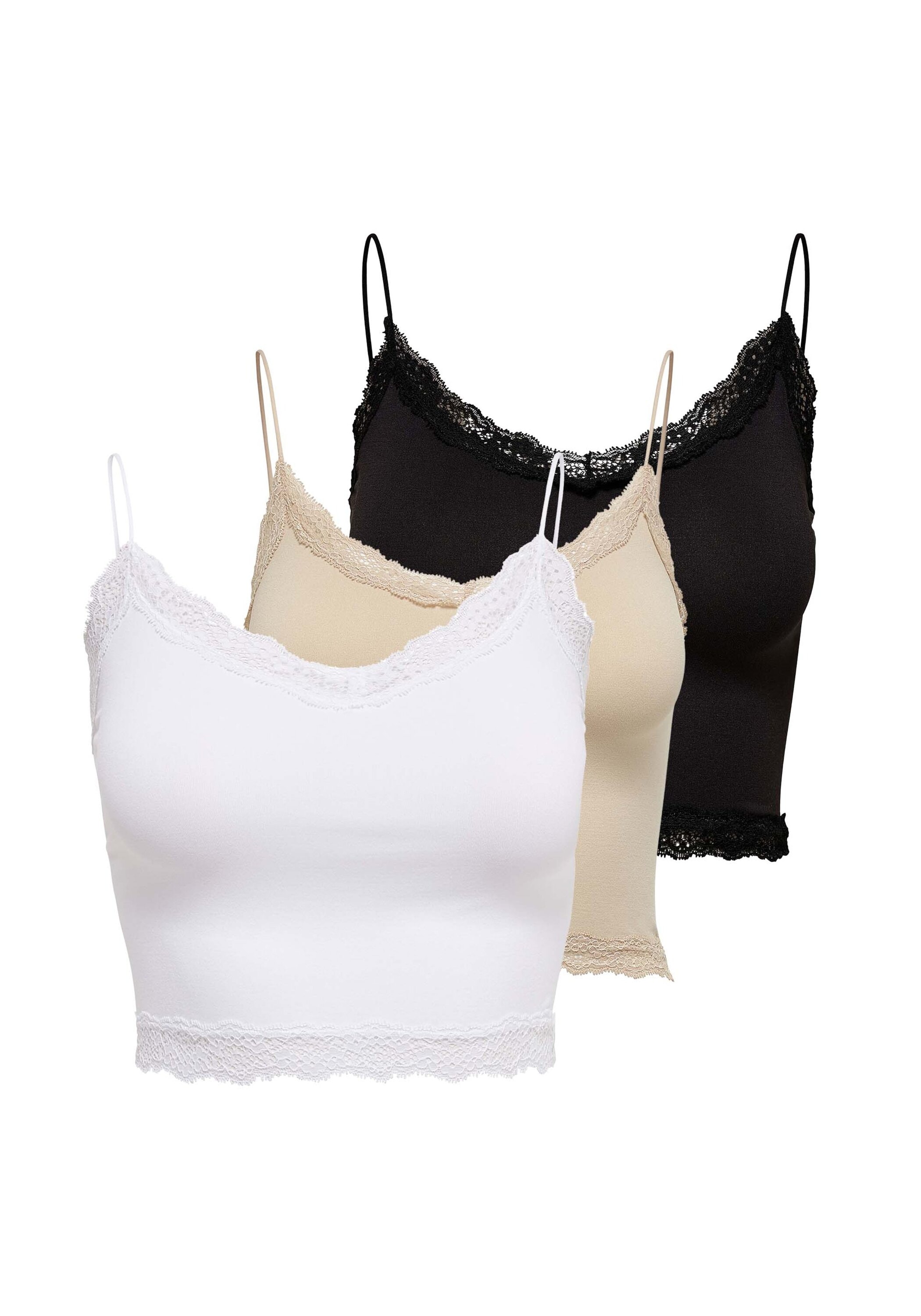 ONLY T-Shirt "T-Shirt ONLVICKY LACE SEAMLESS CROPPED TOP 3P 3er Pack" günstig online kaufen