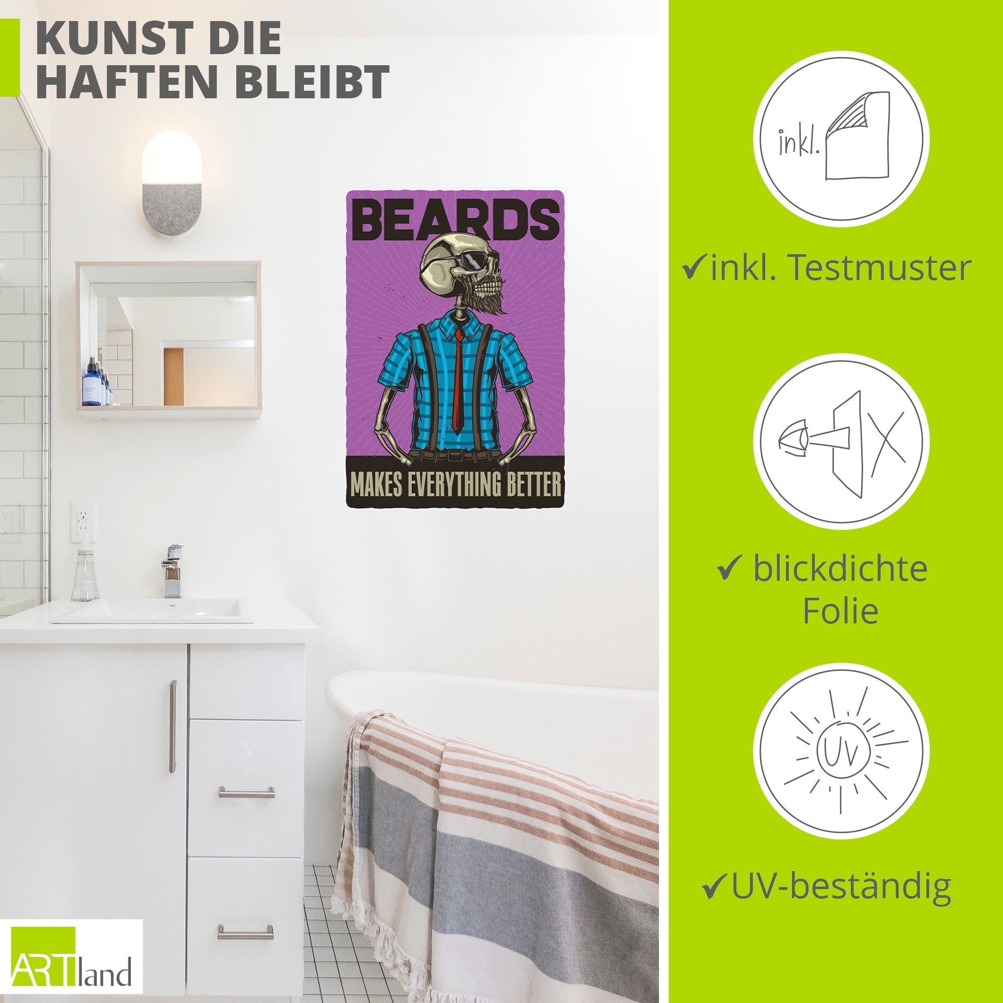 Artland Wandbild »Bärte machen alles besser« 1 Stk. tlg. als Alubild, Leinwandbild, Poster, Wandaufkleber in verschied. Größen