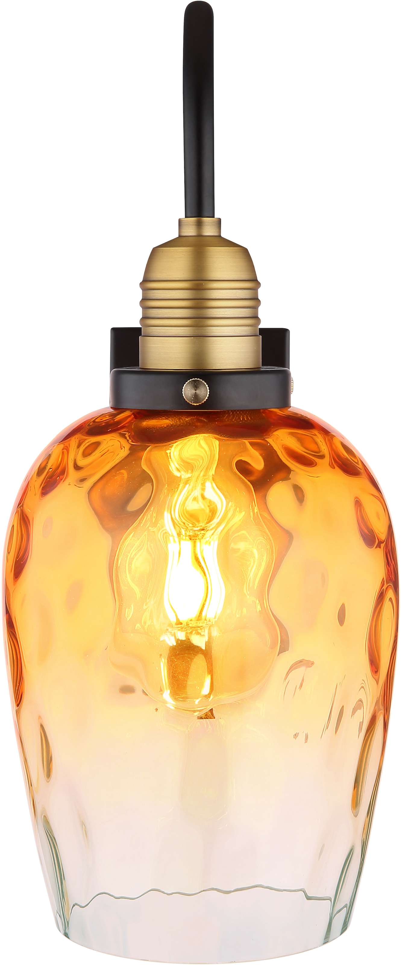 GLOBO LIGHTING Wandleuchte »SALVY«, Leuchtmittel E27 | ohne Leuchtmittel, Wandlampe/Glas amber/messingfarben/Lichtschein: abwärts