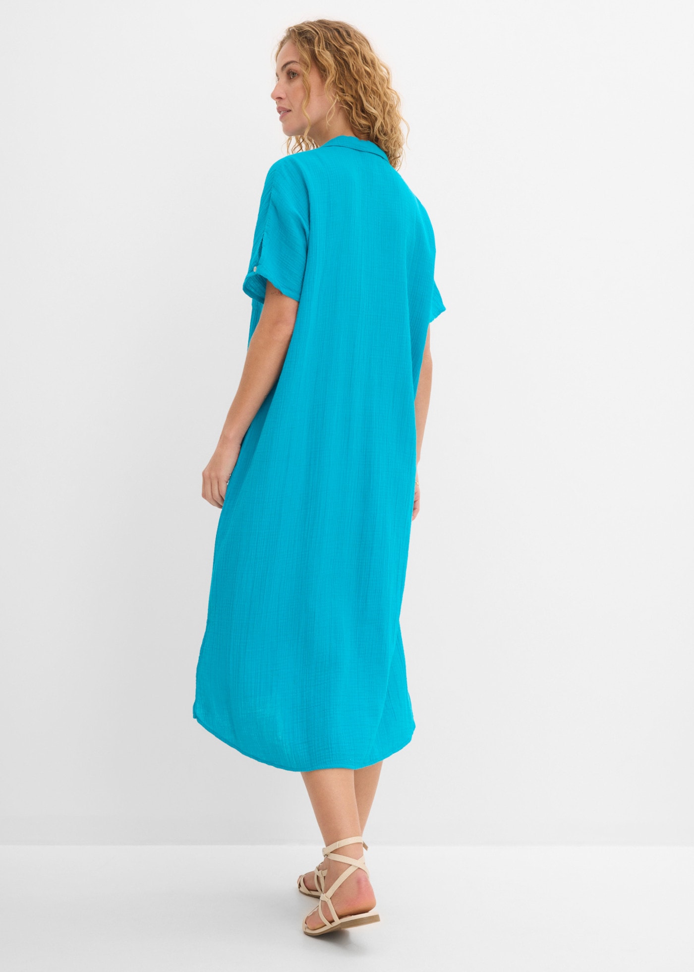bonprix Tunikakleid Oversize-Passform, Kaftan-Schnitt, Kimonoärmel, aus Baumwolle