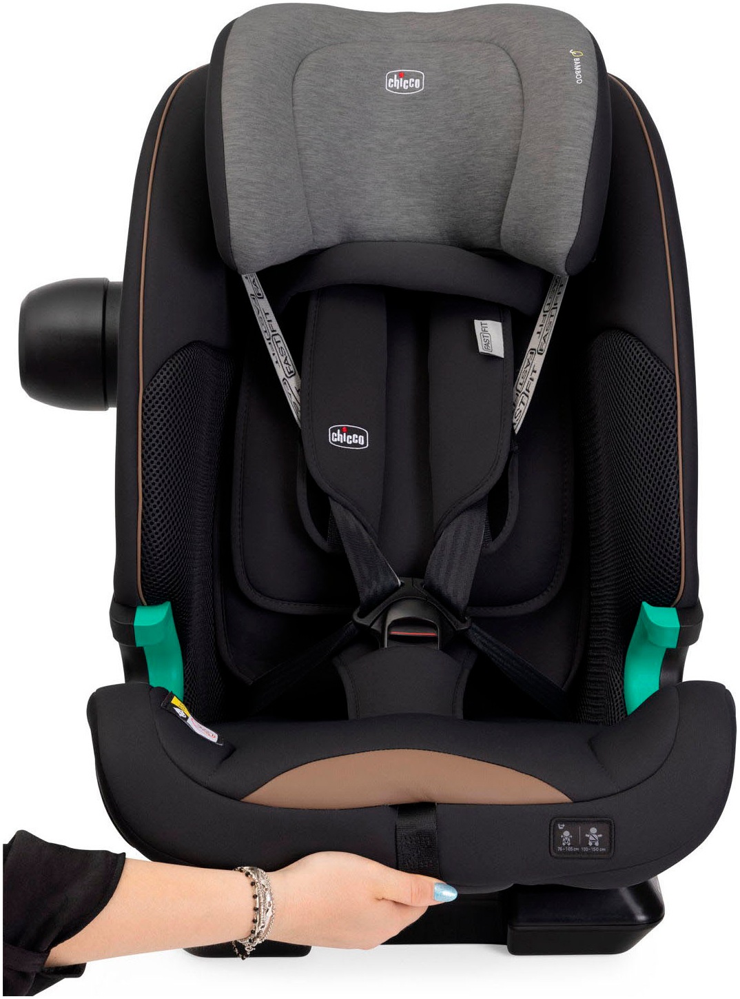 Chicco Autokindersitz »Autokindersitz Seat&Go i-Size, Posh Black«, ISOFIX-Befestigung