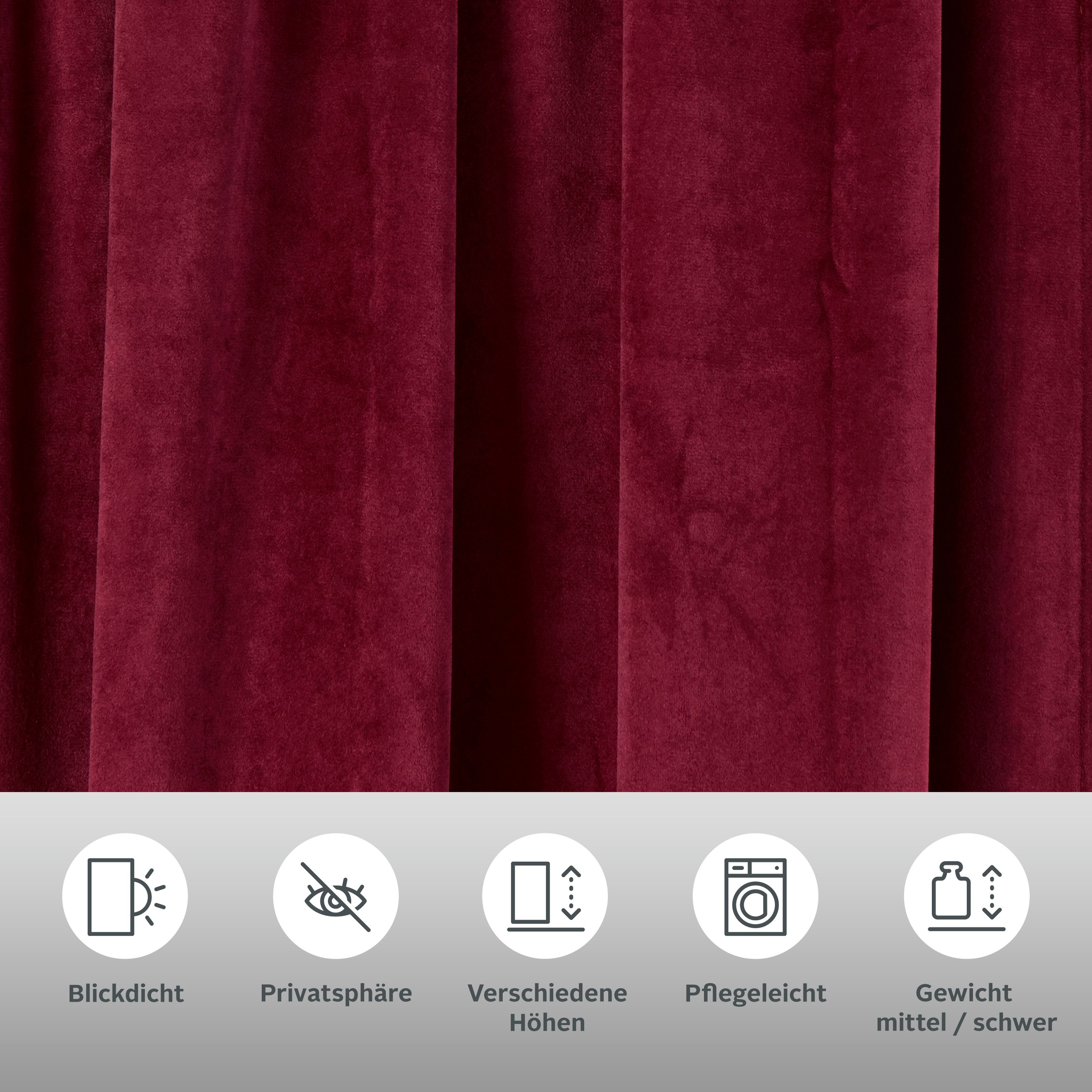 Thumbnail - my home Vorhang "Velvet uni" Multifunktionsband 2 Stk. tlg. Blickdichter Samt, 2-er Set, edel, Gardine, multifunktional