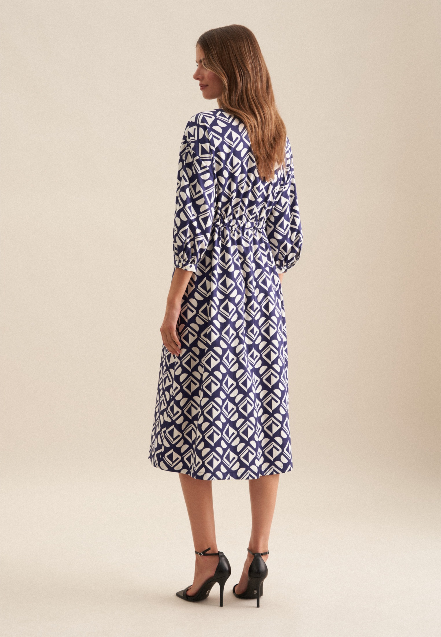 seidensticker Sommerkleid "Schwarze Rose" 3/4 Kragen Geometrische Muster günstig online kaufen