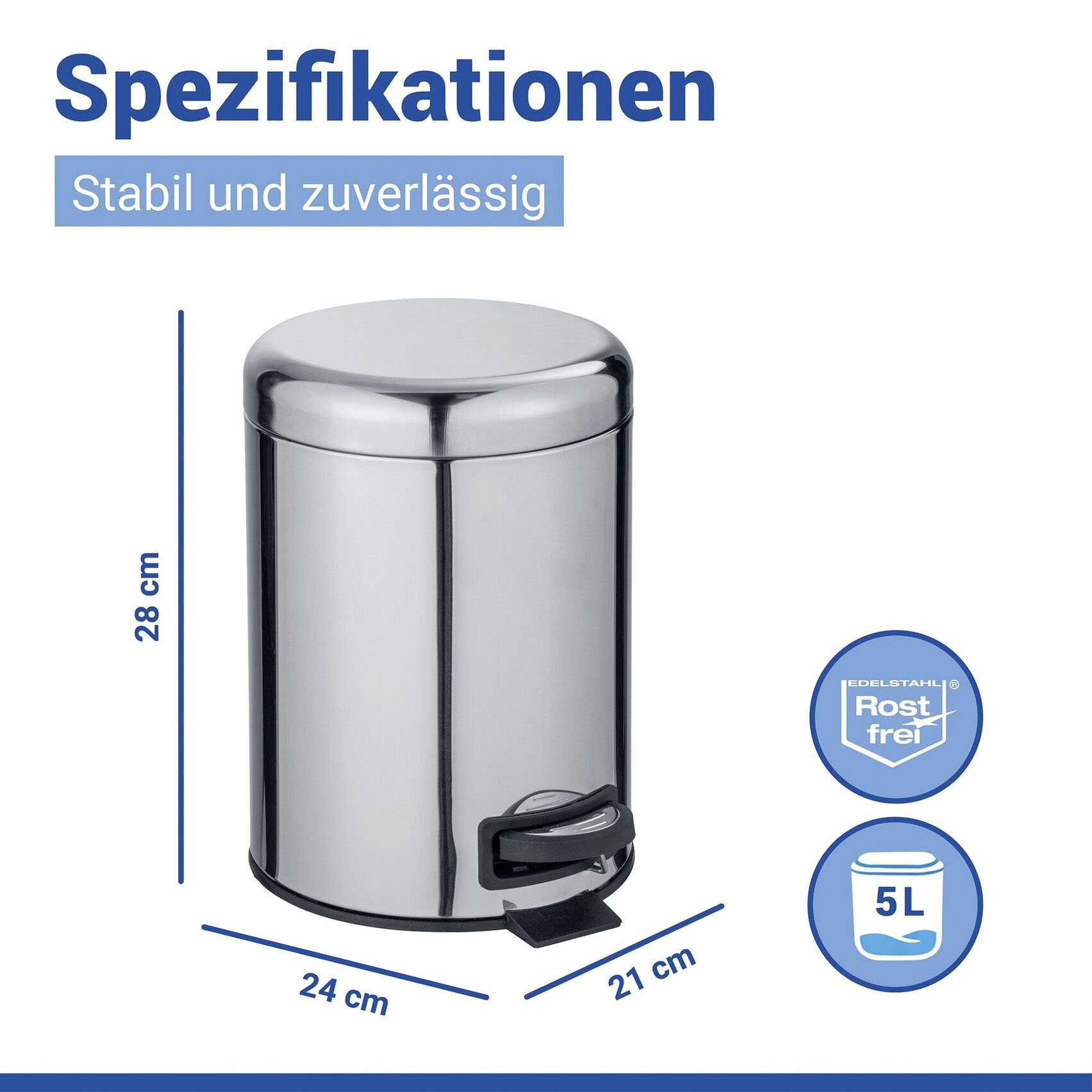 WENKO Kosmetikeimer »Leman« 5 Liter, BxTxH: 21x28x24 cm