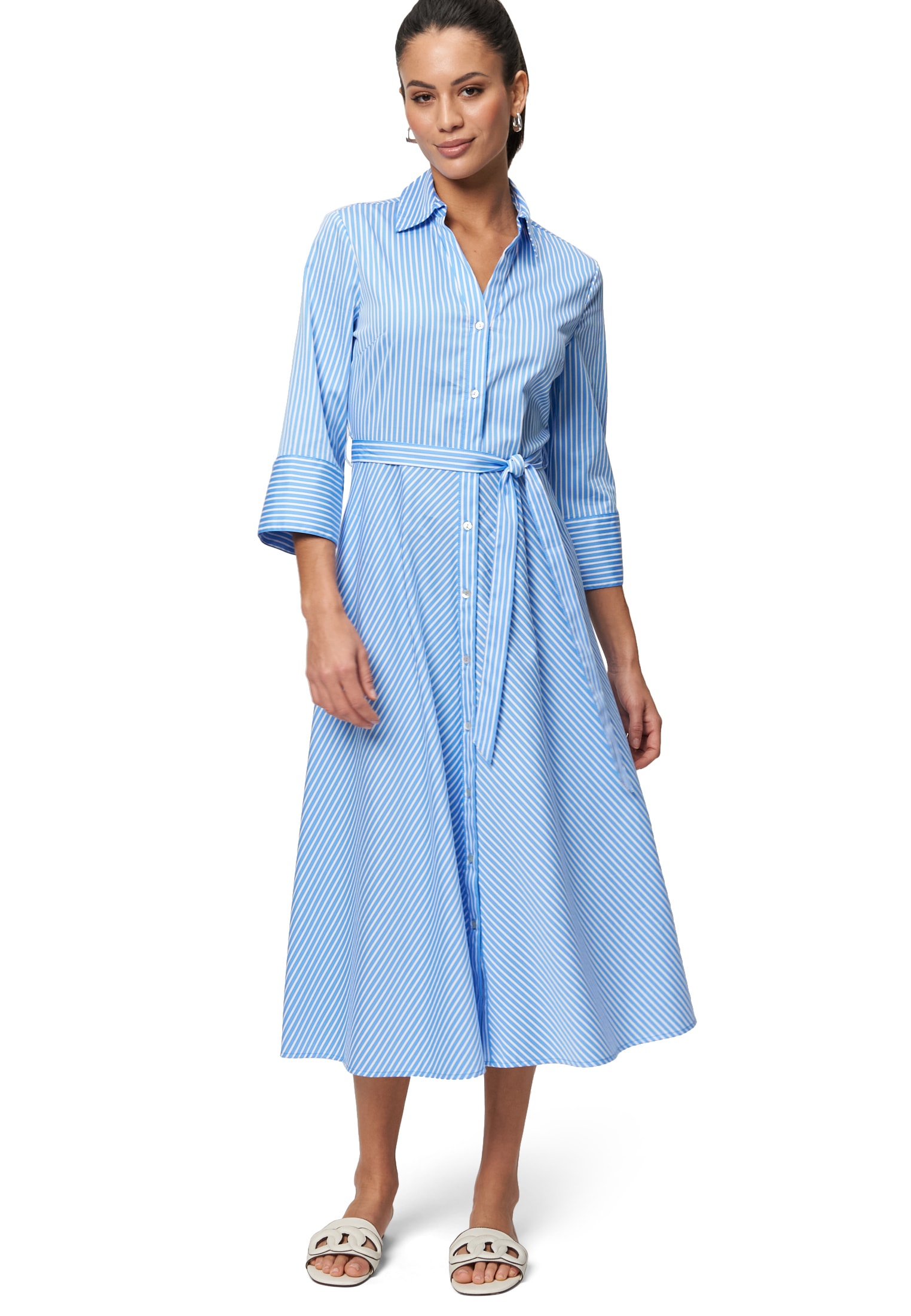 Zero Midikleid »zero Midikleid mit Bindegürtel«, Knopfleiste