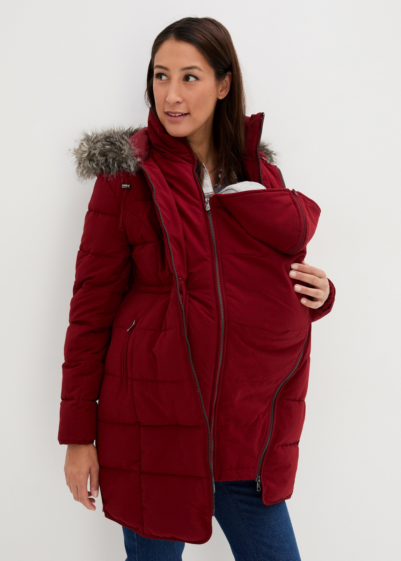 bonprix "3-in-1 warm wattierte Umstands- und Tragejacke" mit Kapuze 3-in-1 Tragefunktion für Schwangerschaft und Babytragen