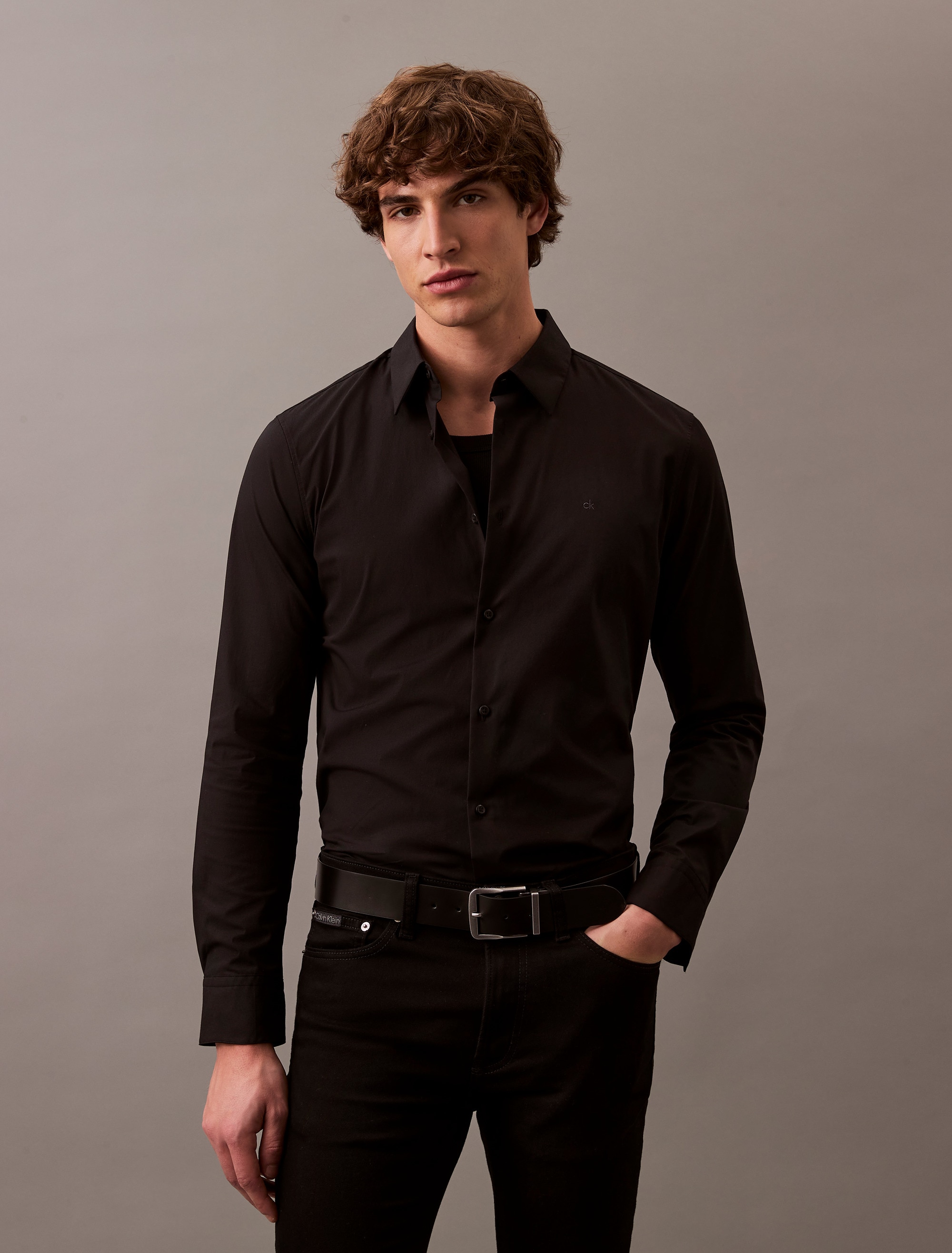 Calvin Klein Langarmhemd "LS SOLID STRETCH SLIM SHIRT", in Unifarbe günstig online kaufen