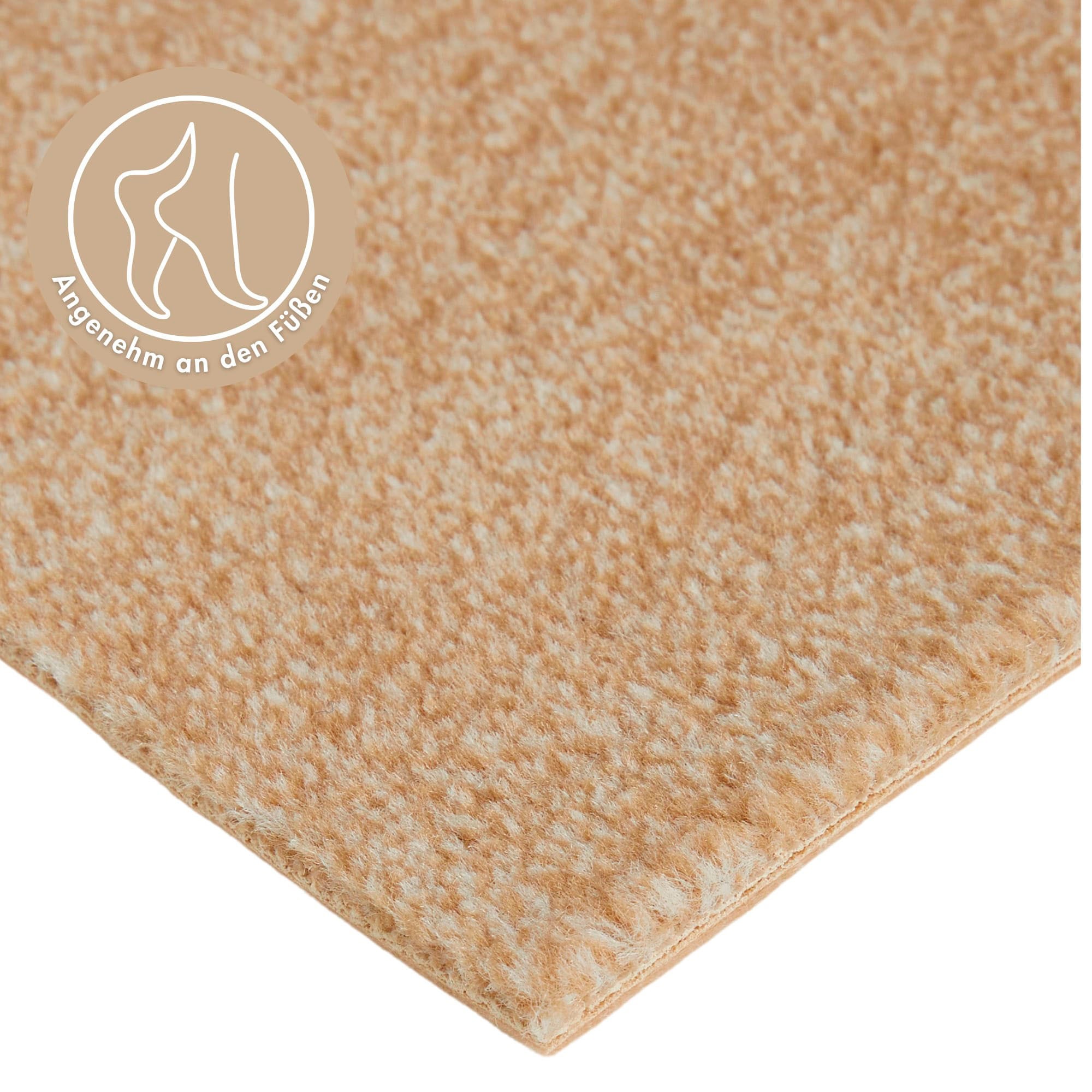 Teppichboden ANDIAMO "Catania, Velours, Gesamthöhe 7,5 mm, Made in Belgium", beige (dunkelbeige), B:400cm L:500cm, Kunstfaser, Teppiche, meliert, Breite 400 cm oder 500 cm, strapazierfähig & pflegeleicht