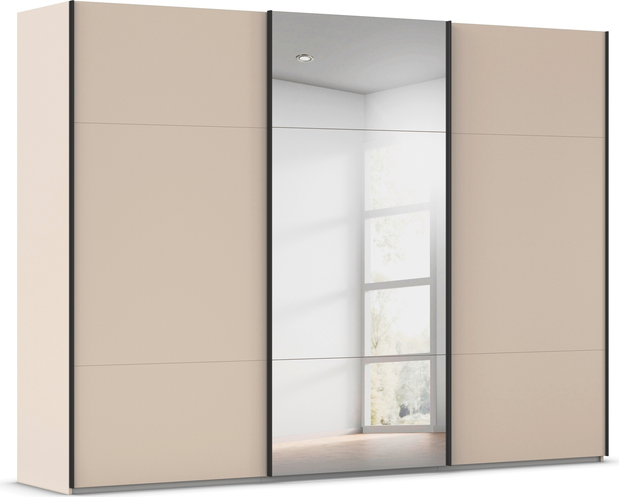rauch Schwebetürenschrank "Kleiderschrank Schrank Garderobe Schlafzimmerschrank CONTIDO" 3 verschiedene Ausstattungen BASIC/CLASSIC/PREMIUM (inkl. SOFT-CLOSE), aus hochwertigem Material in 6 Breiten 2 Griff-Farben MADE IN GERMANY