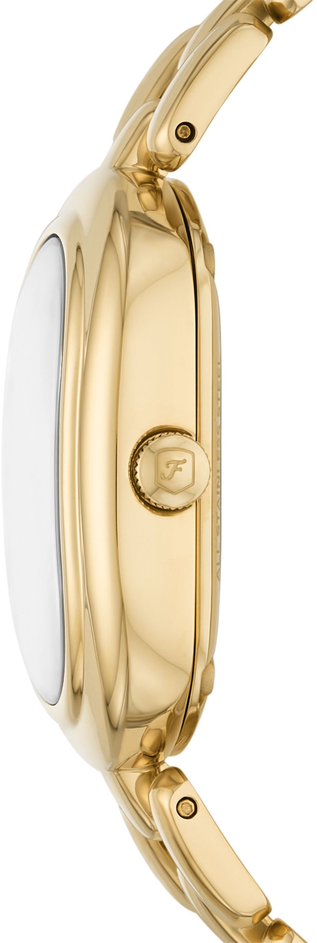 Fossil Quarzuhr »SLOAN«, Armbanduhr, Damenuhr, Edelstahlarmband, analog, Glasstein