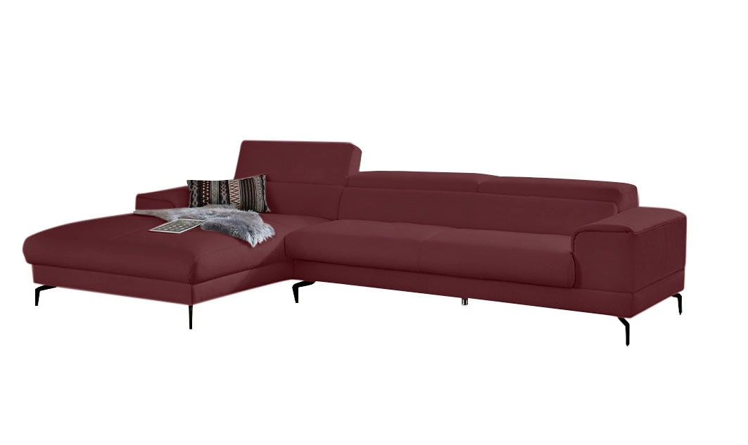 W.SCHILLIG Ecksofa »piedroo, Designsofa mit tollem Sitzkomfort, bequem, L-Form«, Kopfteilverstellung, wahlweise mit Sitztiefenverstellung, Breite 343cm