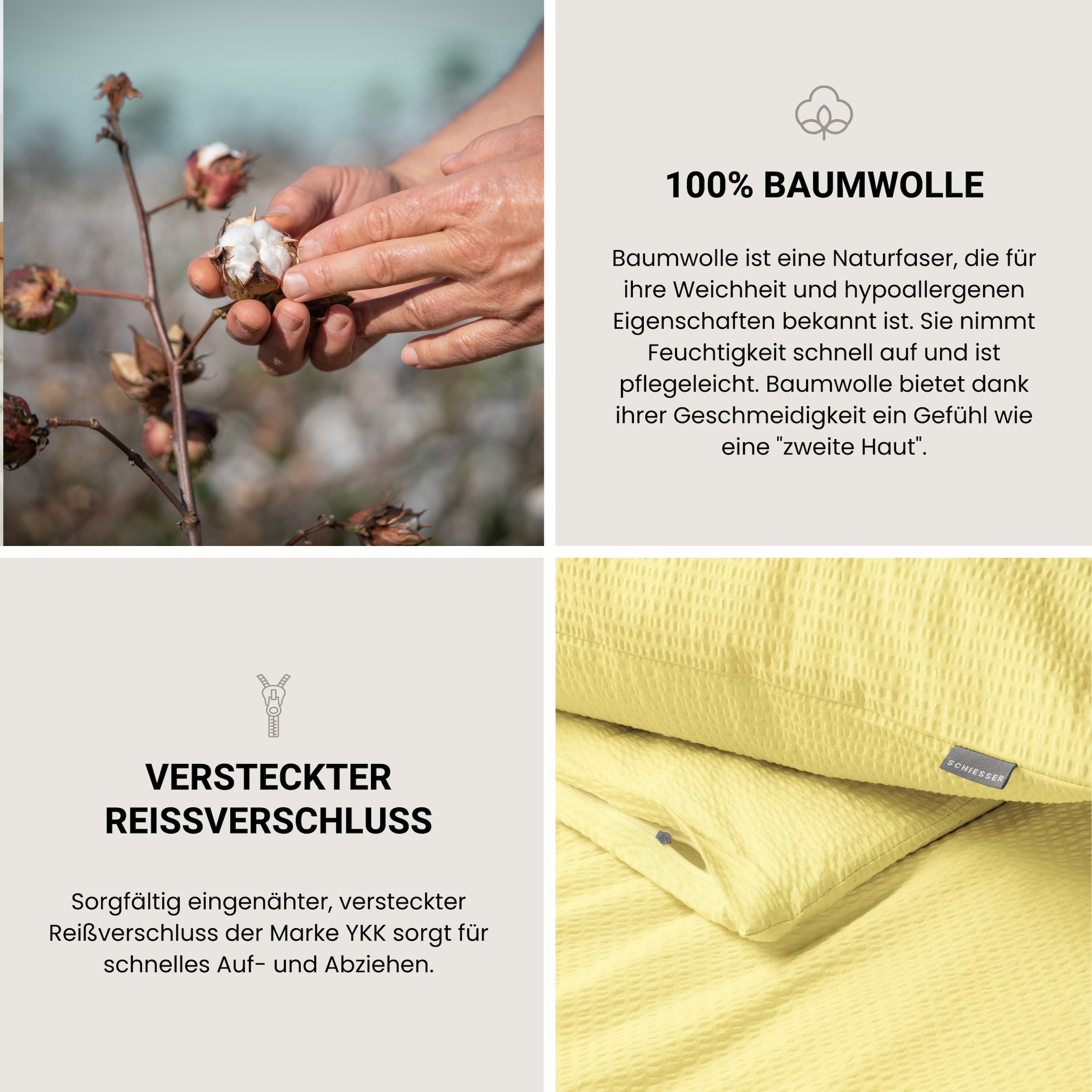 Schiesser Bettwäsche »Laura aus Baumwoll-Seersucker in zarten Farbtönen«, Made in Green