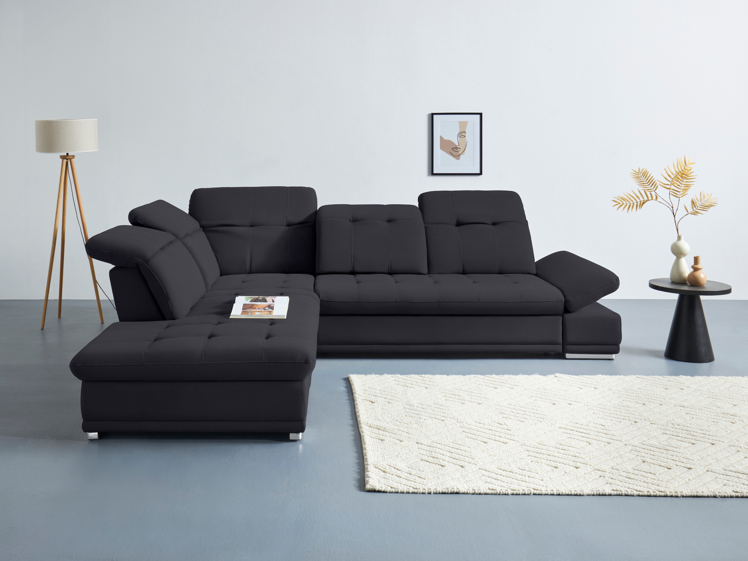COTTA Ecksofa "Holiday L-Form mit Sitztiefen-, Armteil- und Kopfteilverstellung" wahlweise mit Schlaffunktion & Bettkasten