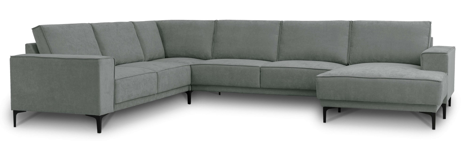 Places of Style Wohnlandschaft »XXL Sofa Oland, Struktur, Flachgewebe, Luxus-Microfaser, Boucle«, U-Form, 342 cm, Wellenunterfederung, Skandi-Design, Metallfüße