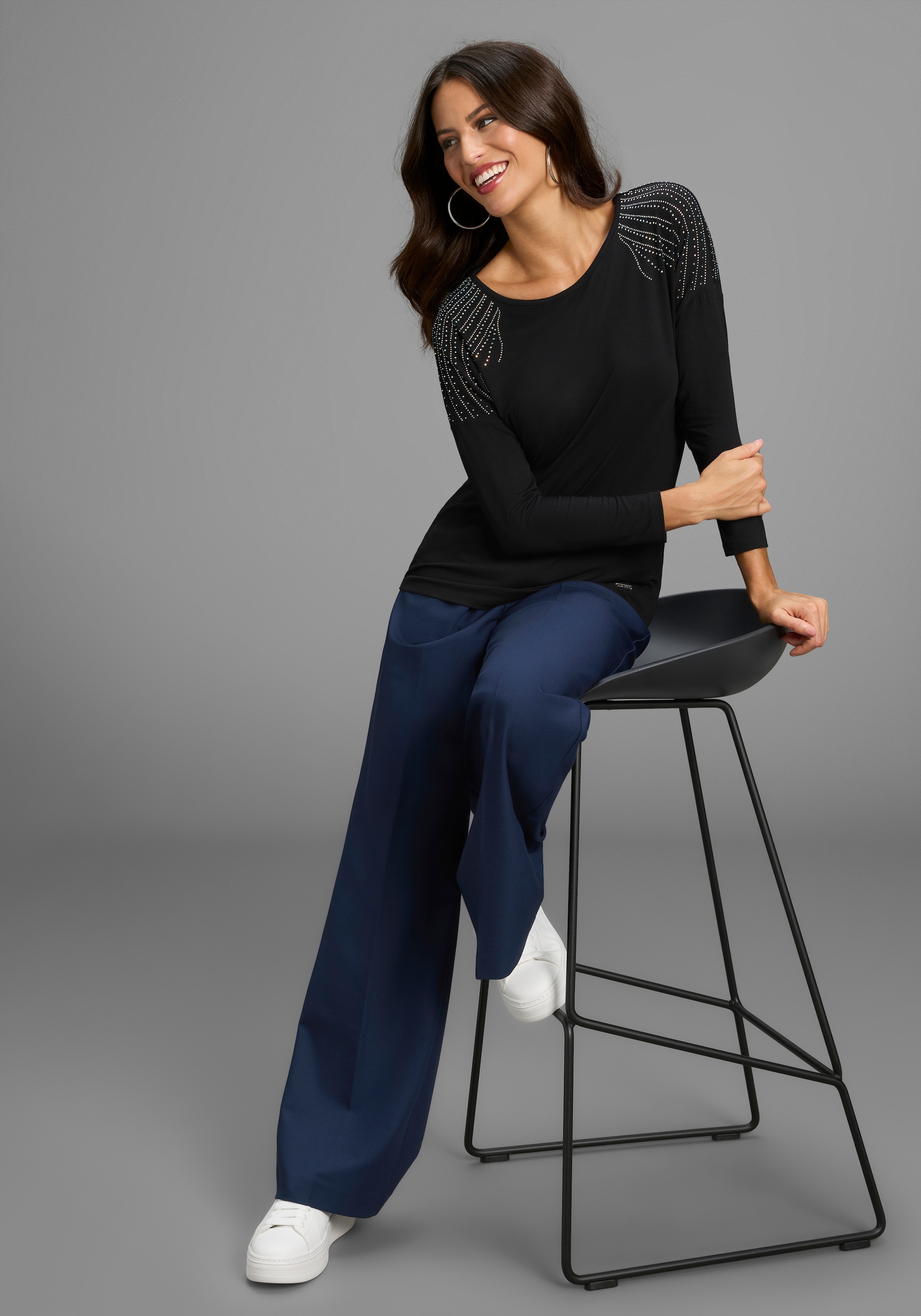 Laura Scott 3/4-Arm-Shirt, mit Glitzersteinchen-Detail - NEUE KOLLEKTION
