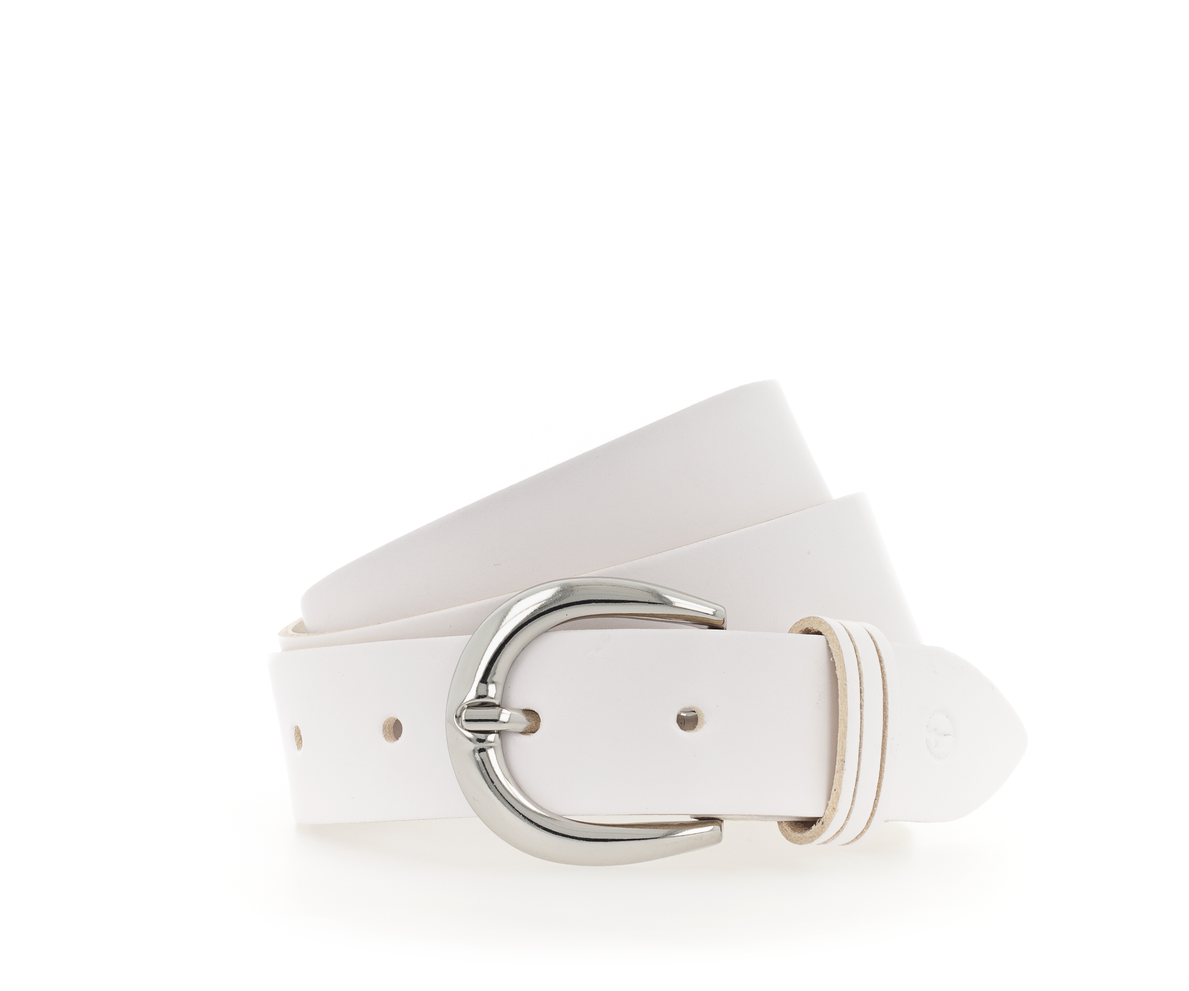 Tamaris Ledergürtel ""Clara Silver"" mit glänzender silberfarbener Schließe, unifarben, 3 cm breit
