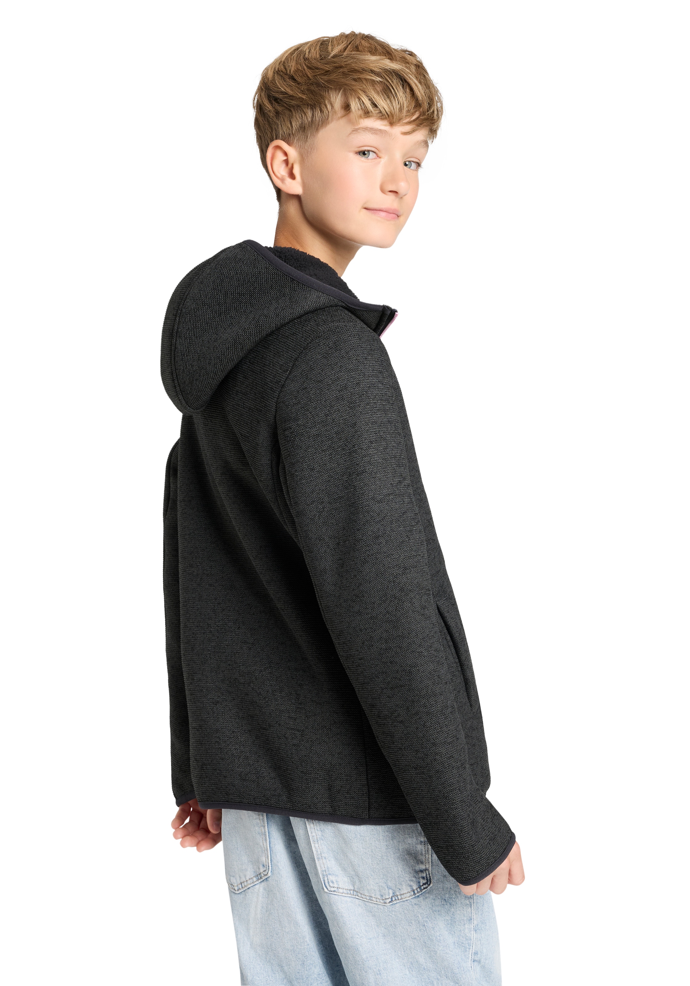 CMP Strickfleecejacke mit fester Kapuze, aus Polyester, sportlicher Stil