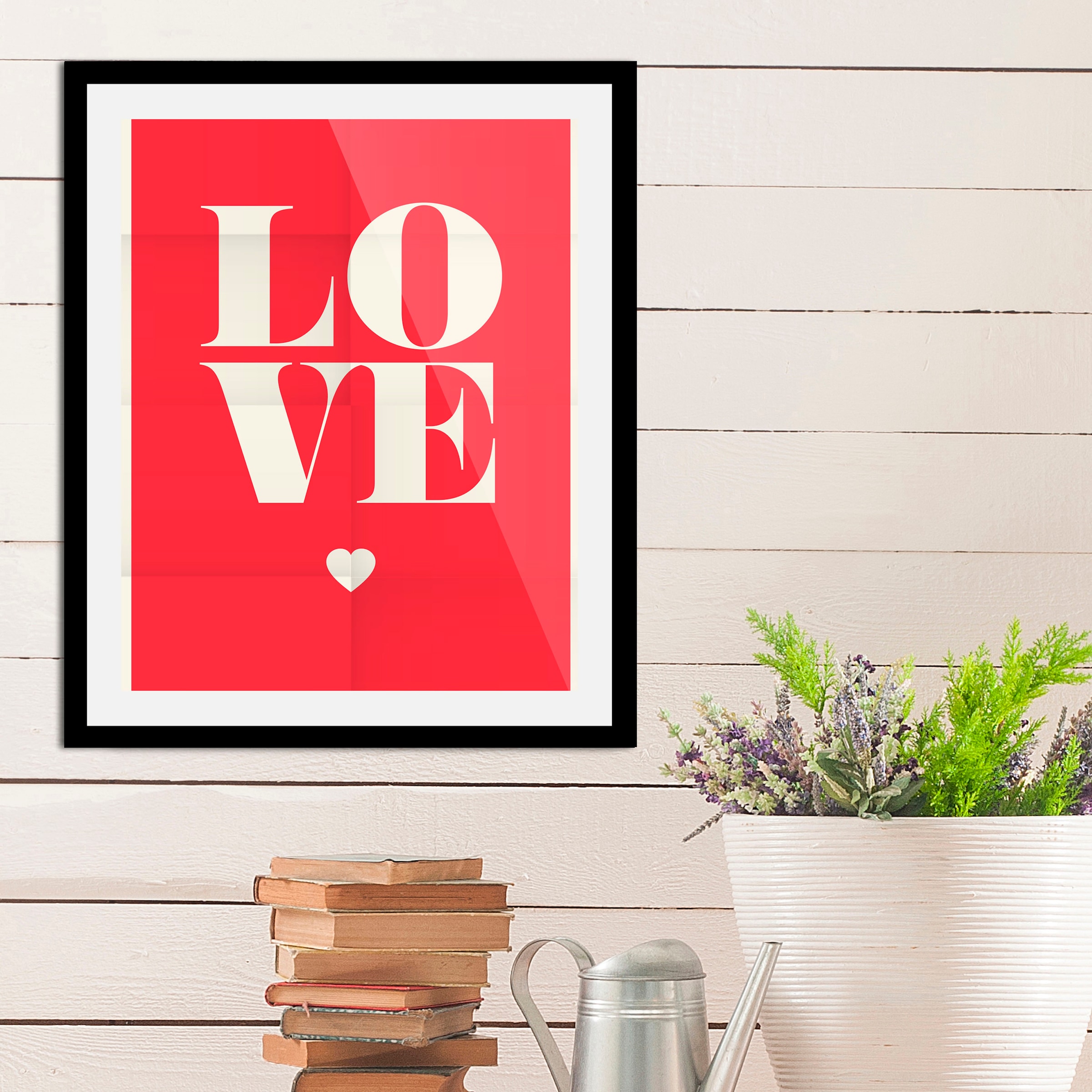 queence Bild »Liebe mit Herz«, Schriftzug-Liebessprüche-Herz-Herzbilder, (1 St.), HD Premium Poster-Druck inkl. Holzrahmen