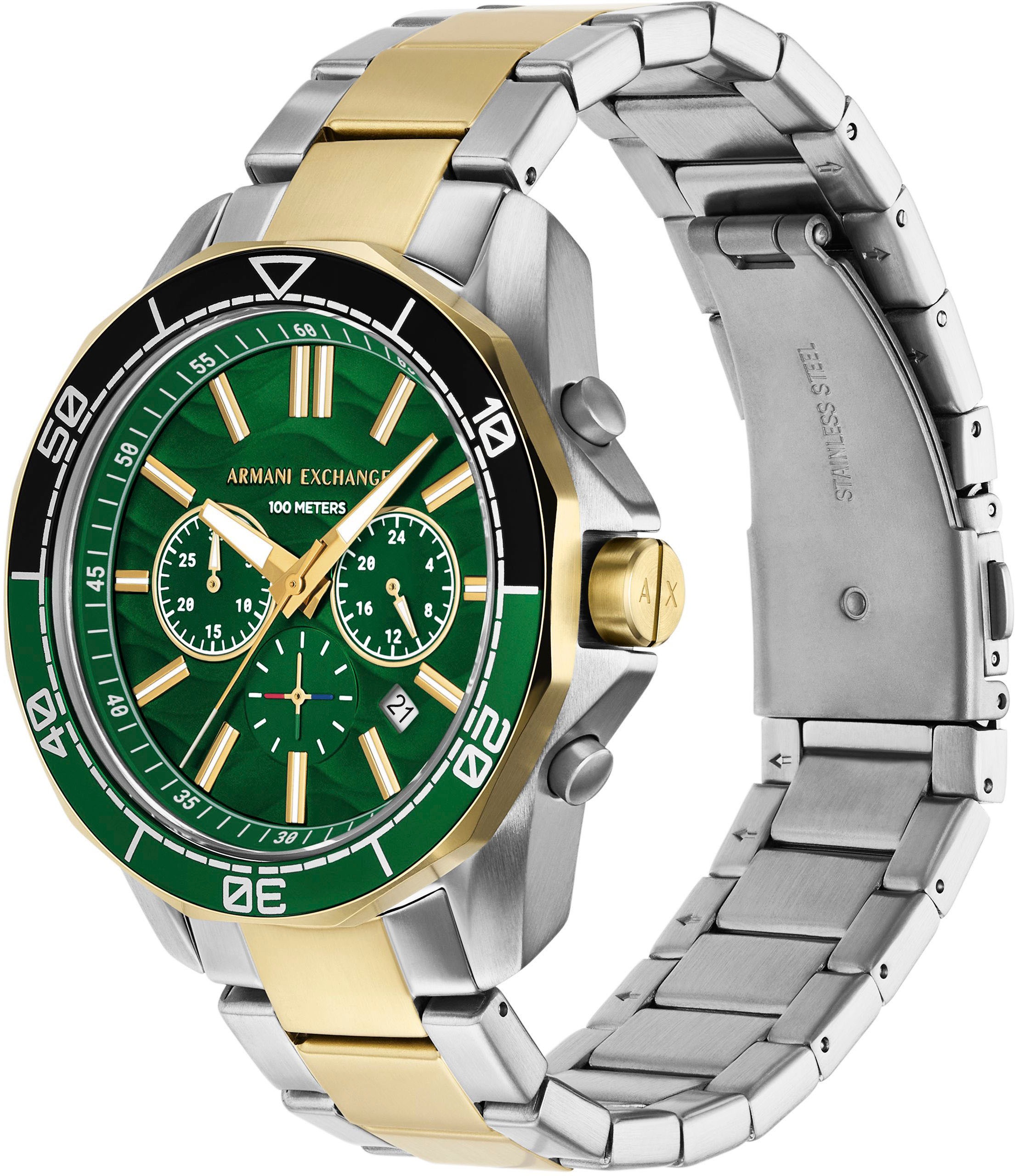 ARMANI EXCHANGE Chronograph, Quarzuhr, Armbanduhr, Herrenuhr, Edelstahlarmband, analog, Tag