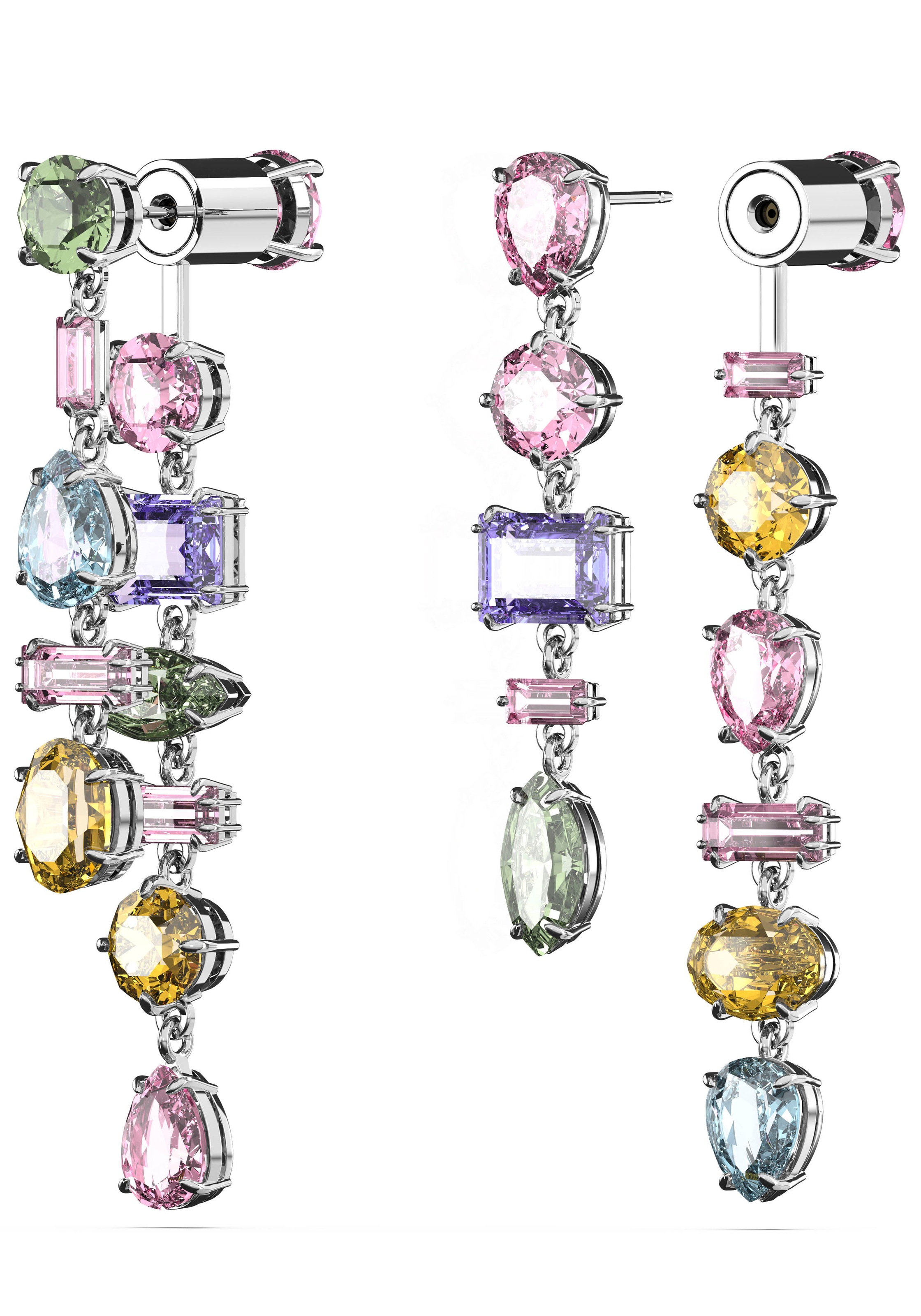 Paar Ohrstecker SWAROVSKI "GEMA", bunt (metallfarben, rosa, orange, blau, grün, türkis, rosa, orange, blau, grün, türkis), Ohrringe, Damen, Metall, mit Swarovski Kristall 3