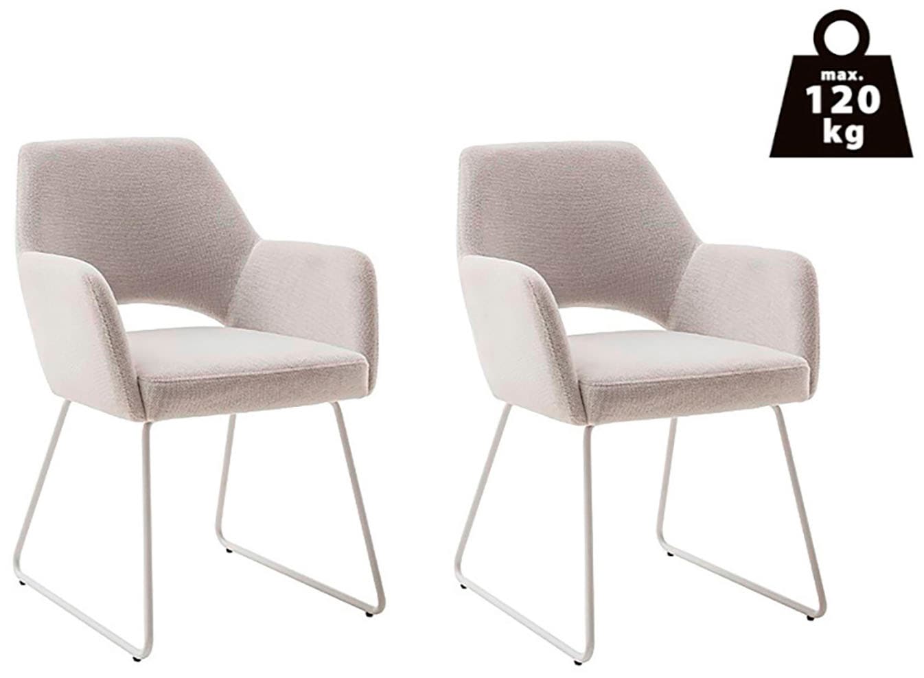 MCA furniture 4-Fußstuhl »BEVERLY«, (Set), 2 St., Chenilleoptik, Esszimmerstuhl,Chenilleoptik,360°drehbar,Sitzhöhe 49cm,belastbar 120kg
