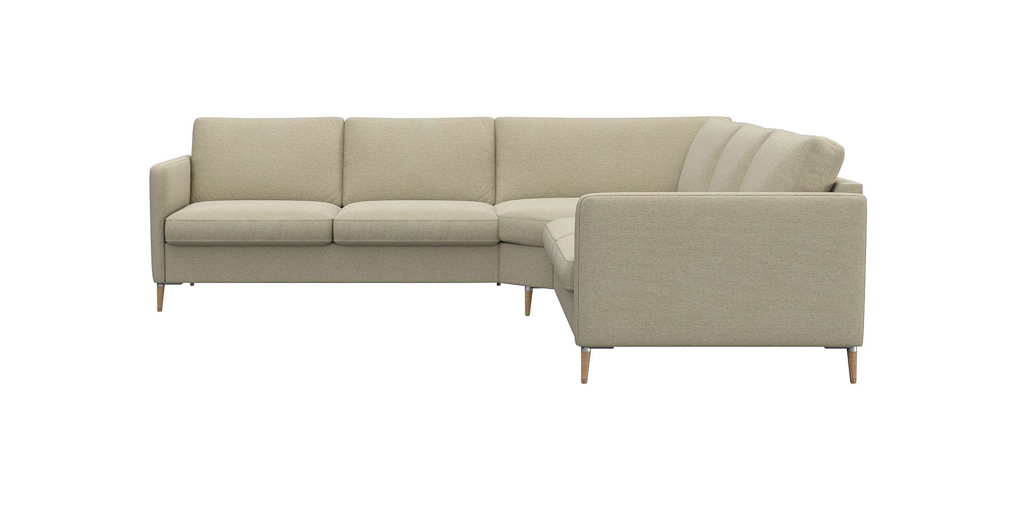 FLEXLUX Ecksofa "Fiore, gleichschenklig, bequem durch hochwertigem Sitzaufbau" schmale Armlehnen, Kaltschaum, Füße Alu+ Eiche