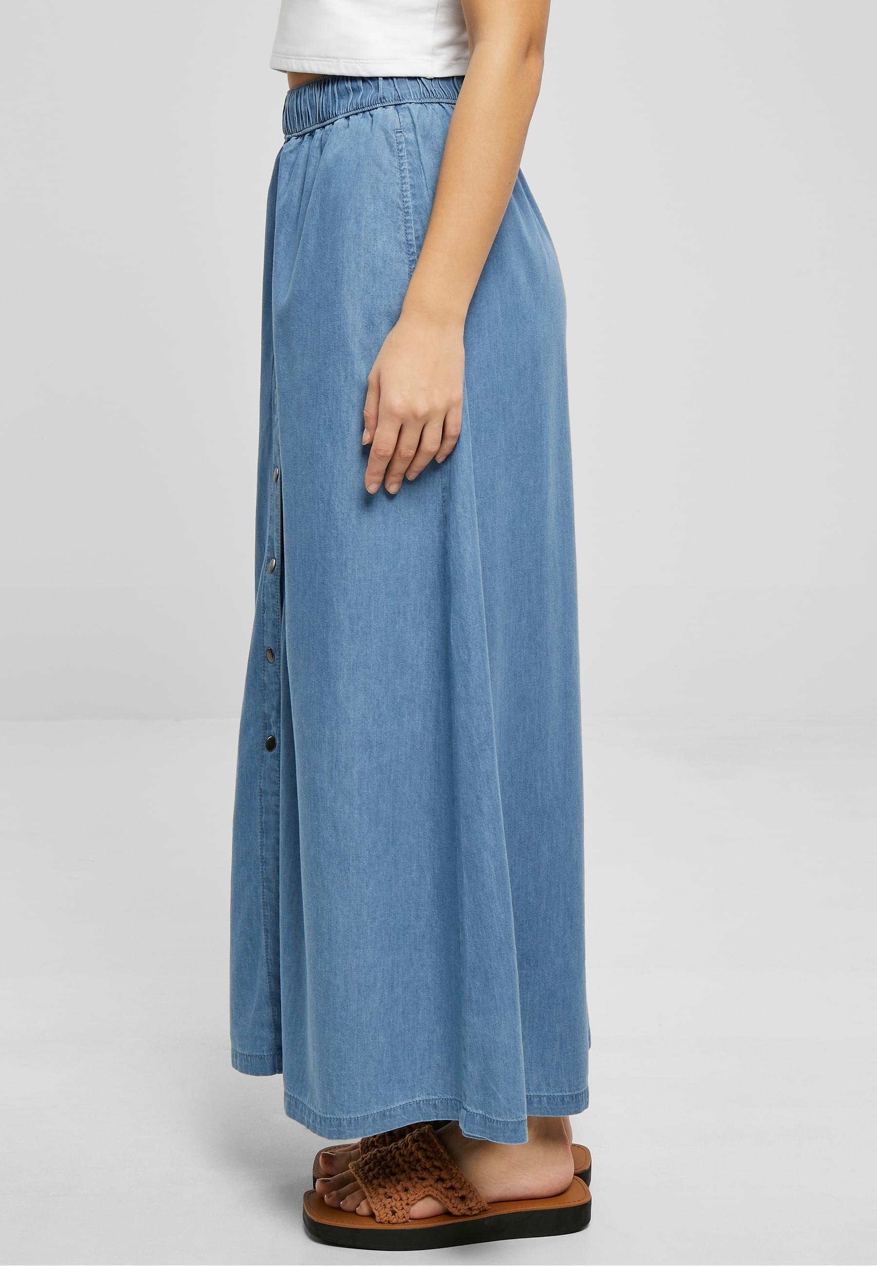 URBAN CLASSICS Sommerrock »Urban Classics Damen Ladies Long Wide Light Denim Skirt«, (1 tlg.)