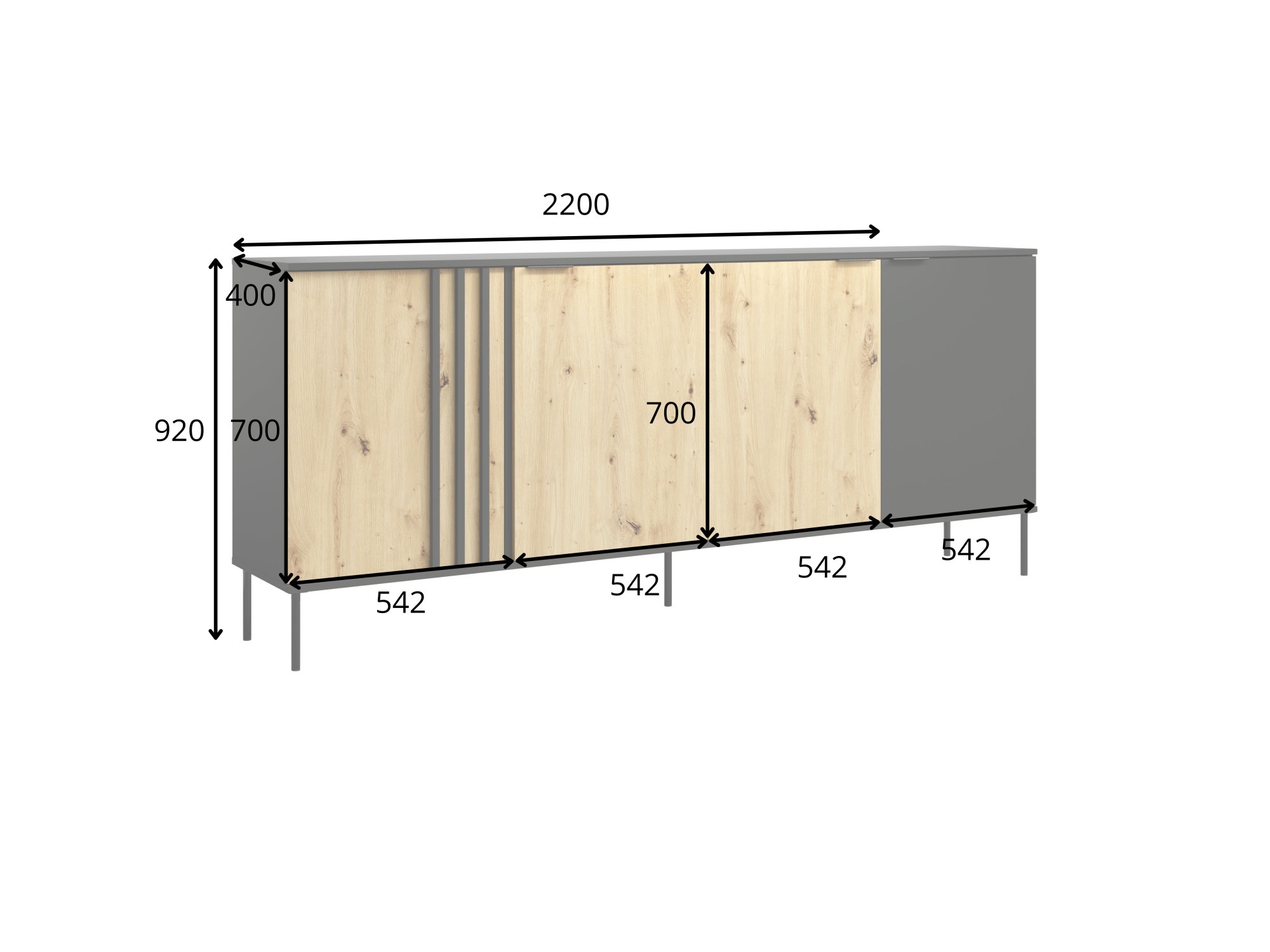 OTTO home Kommode »AAELIN Sideboard mit 4 Türen, viel Stauraum« Schubkastenkommode mit 6 Fächer, modernes Design