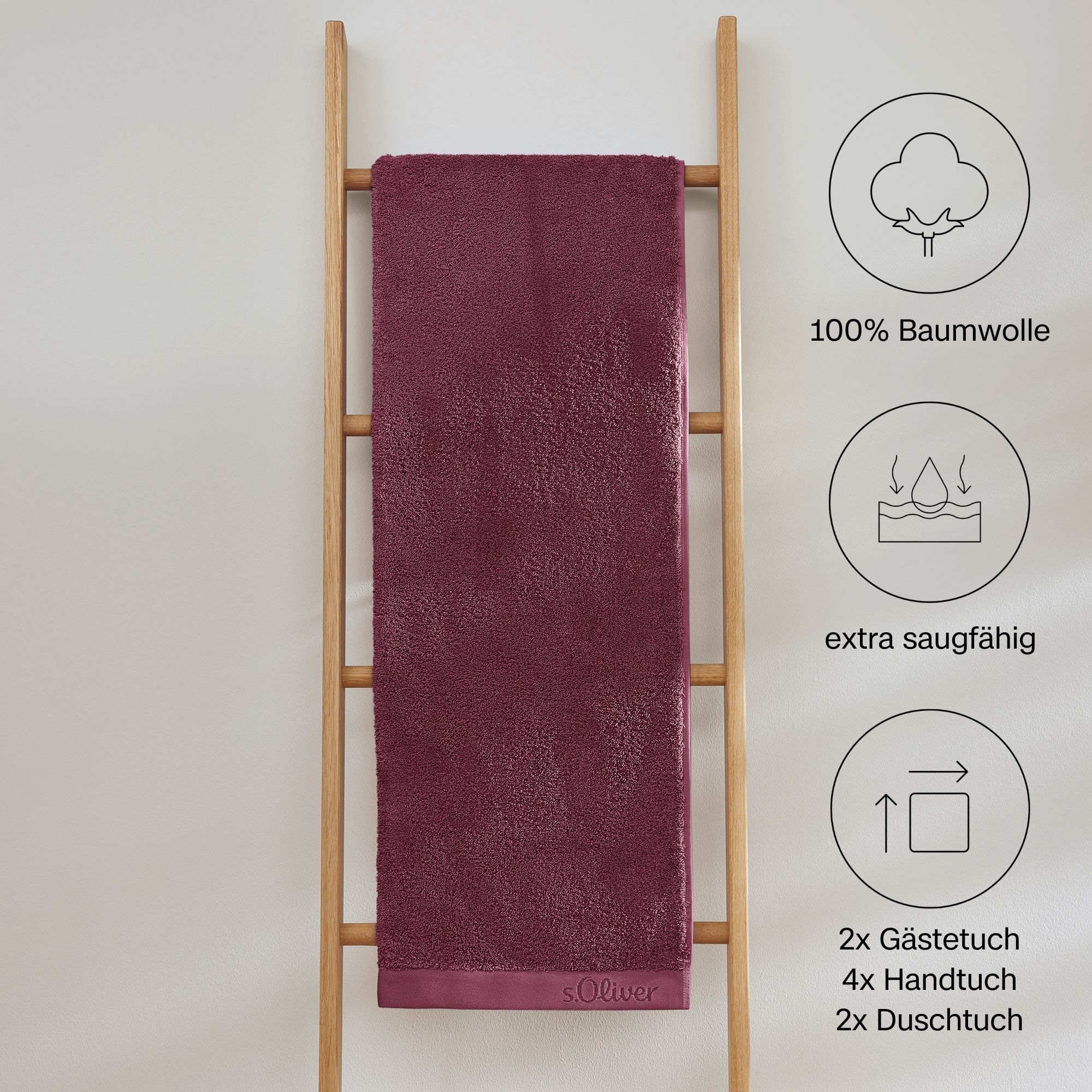 s.Oliver Handtuch Set »s.Oliver, Premium Qualität, 600 gr/m²«, 8 St., Walkfrottier, 2 Gästetücher 30x50, 4 Handtücher 50x100, 2 Duschtücher 70x140