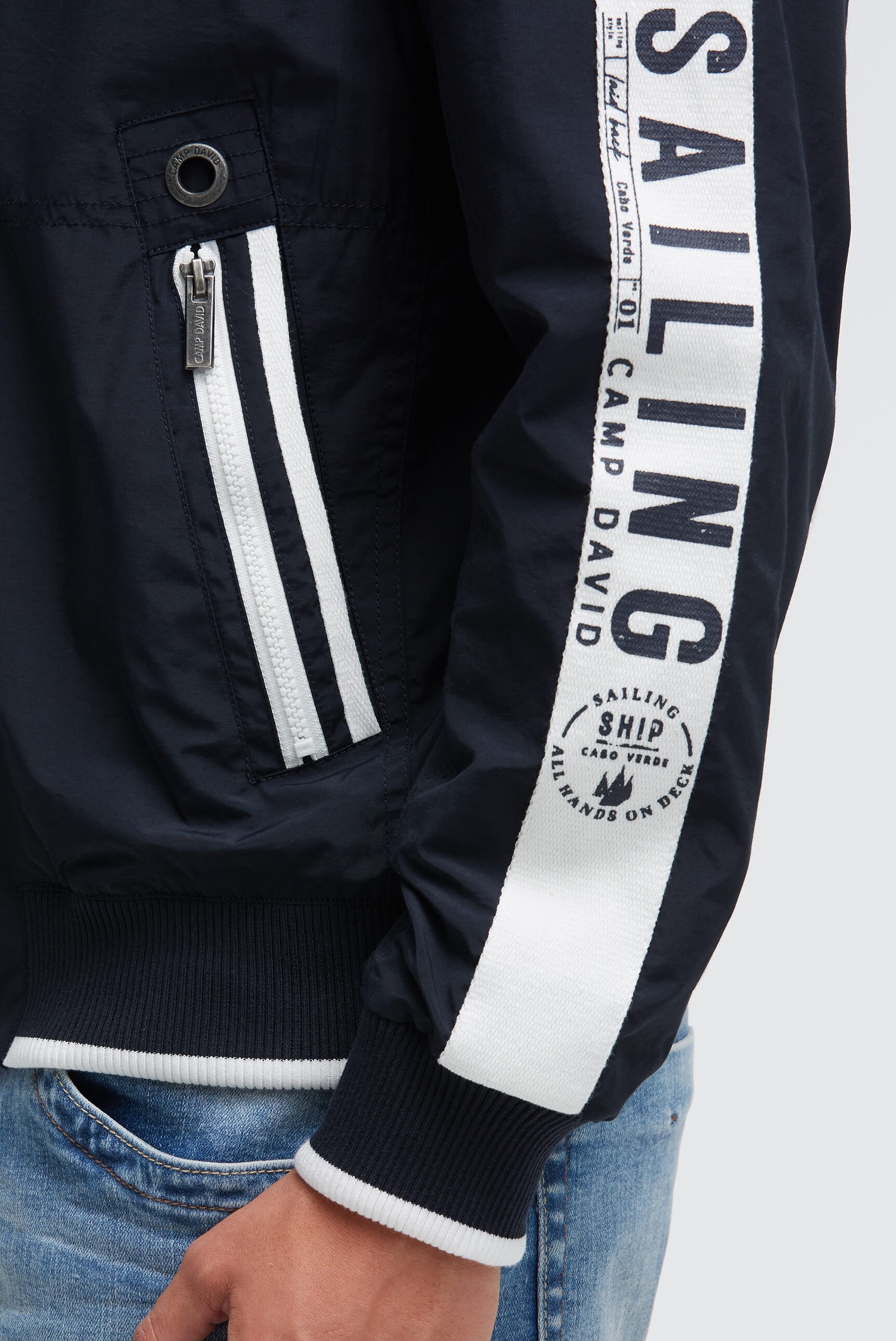 CAMP DAVID Outdoorjacke ohne Kapuze mit Stehkragen & Reißverschlusstaschen